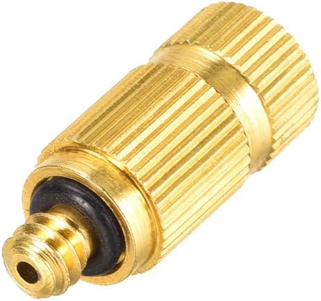 uxcell Brass Misting Nozzle - 3/16-inch Threaded 0.6mm Orifice Dia Fogging Spray Head for Outdoor Cooling System - 5 Pcs Golden