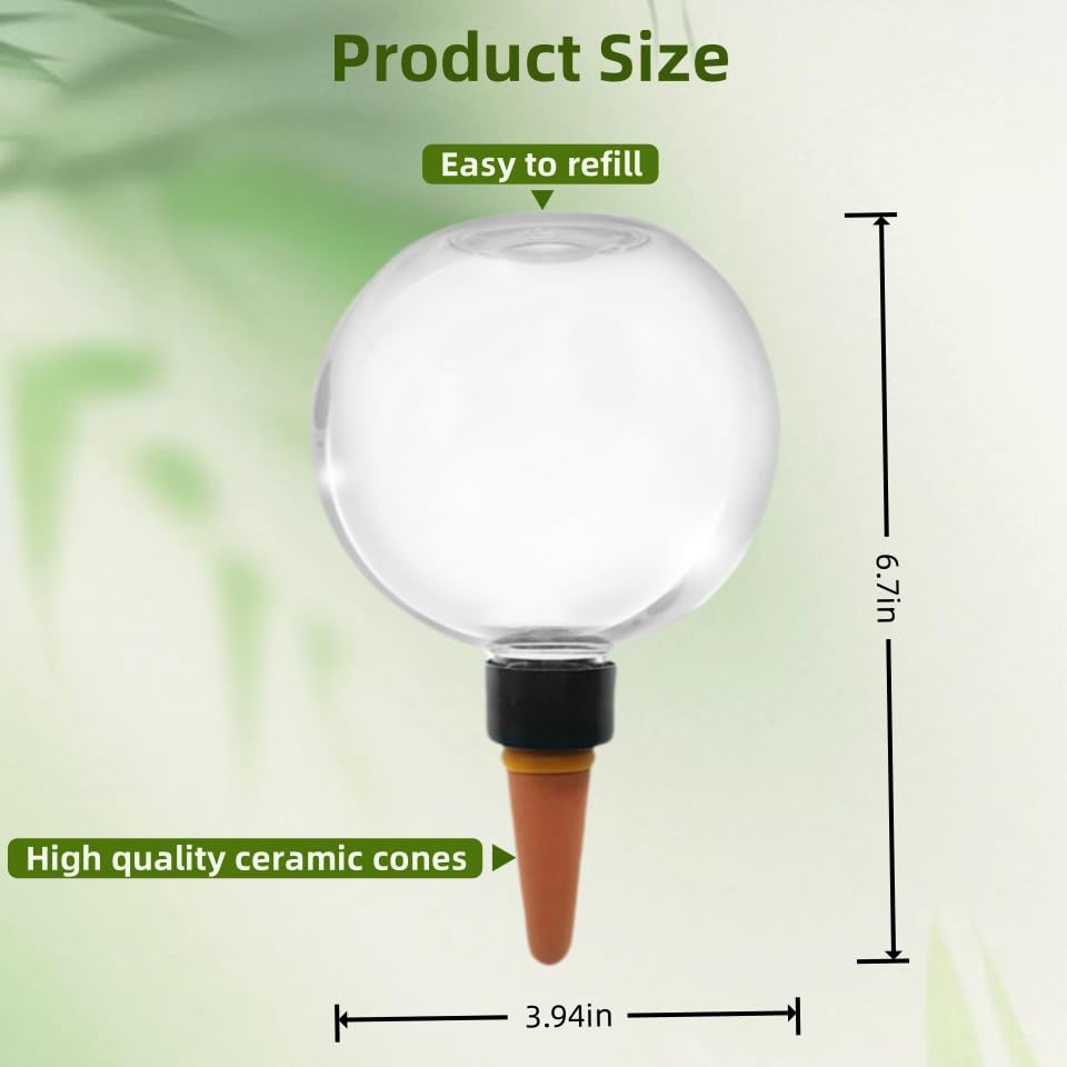 2 Pack Self Watering Globes for Indoor & Outdoor Plants โ 17oz Automatic Watering Bulbs for Houseplants โSlow Release Control Water Dripper for Plants โ Plant Watering Devices While Away