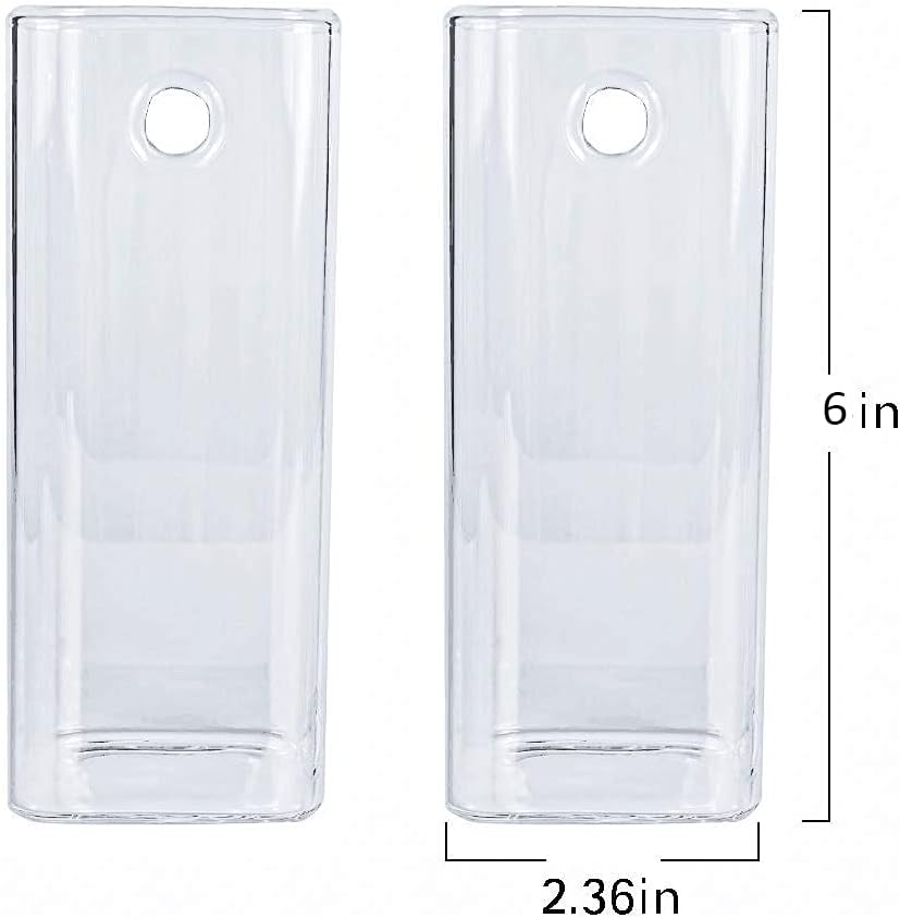 Kingbuy Plant Terrarium Container Propagation Station Square Tube Vase Wall Hanging Glass Planter Indoor Hydroponic Plants Home Office Garden Decor, 2 Pack