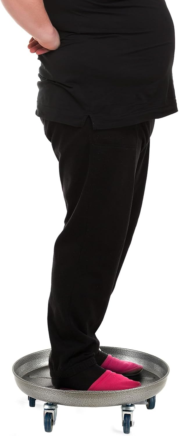 Choclaif Plant Caddy with Wheels,2 Pack Silver Heavy Duty Plant Stand with Universal Wheels,Round Pot Trolley for Indoor Outdoor 16inch