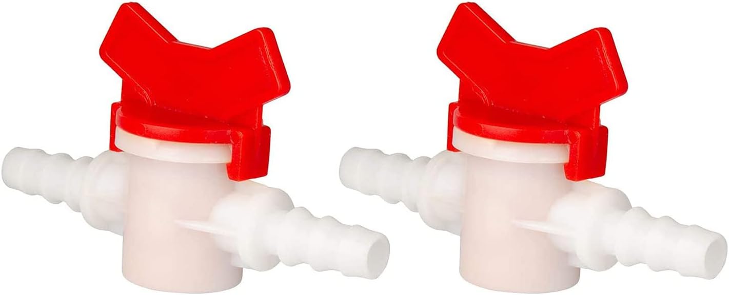 2 Pack Barbed Ball Valve 1/4" OD In-Line Ball Valve Shut-Off Switch with Hose Barb for Drip Irrigation and Aquariums Agricultura Garden