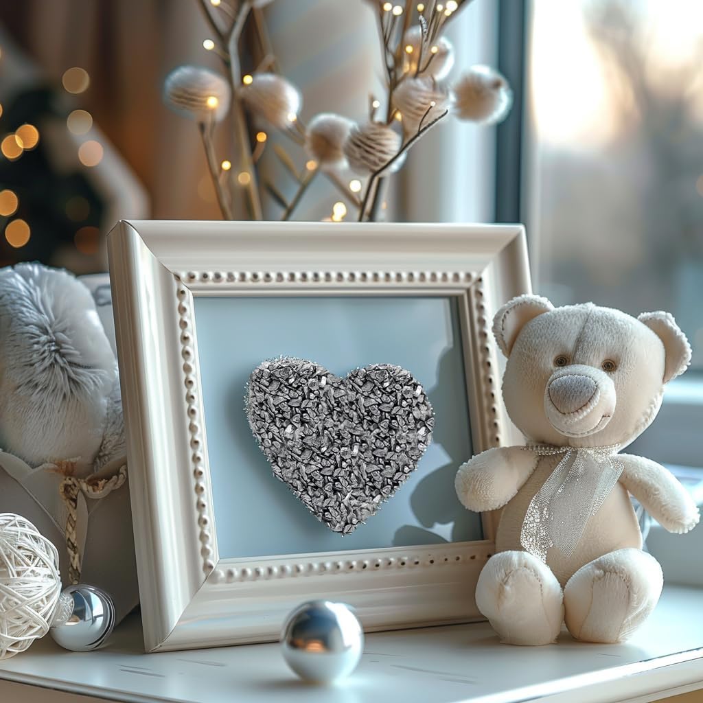 HappyFiller 3-7mm Candle Holder Mini Rocks,Vase Fillers Small Gravels Stones,Terrarium Succulent Planter Soil Cover Decor Pebbles,Aquarium Fishbowl Granule,Crushed Glass,Silver 0.81 LB