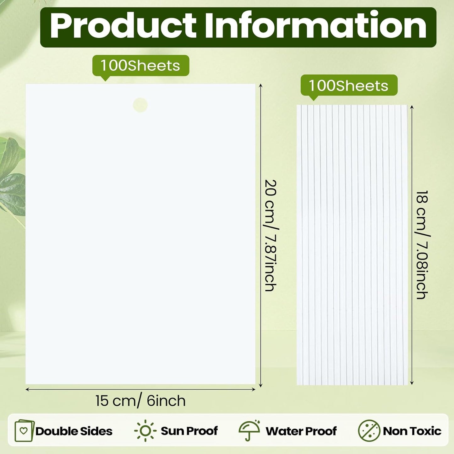 Qualirey 100 Pcs 6 x 8 Inch Sticky Traps for Plant Double Sided Sticky Trap for Gnats with Twist Ties Fly Traps for Fruit Insect Fungus Bugs Indoor Outdoor (White)