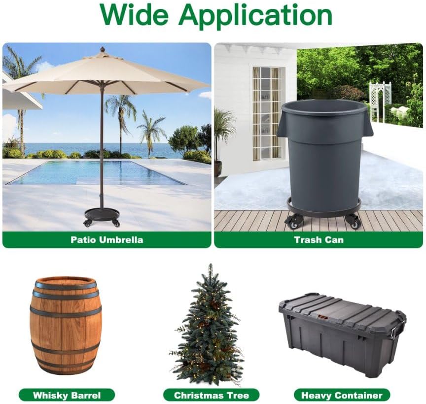 AMAGABELI GARDEN & HOME 16" Metal Plant Caddy Heavy Duty Iron Potted Plant Stand with Wheels Round Flower Pot Rack on Roller Dolly Holder Mover Indoor Outdoor Planter Trolley Casters Brakes BG1721