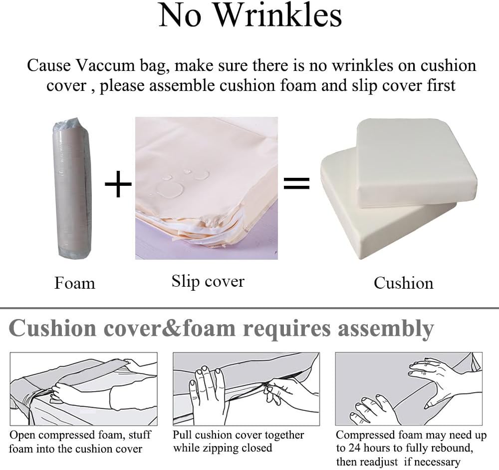 Patio Chair Cushions Non Slip Bottom Chair Pad with Ties Waterproof Square Outdoor Seat Cushion Replacement for Garden Swing Furniture Set of 2 18 x18 Inch, Beige