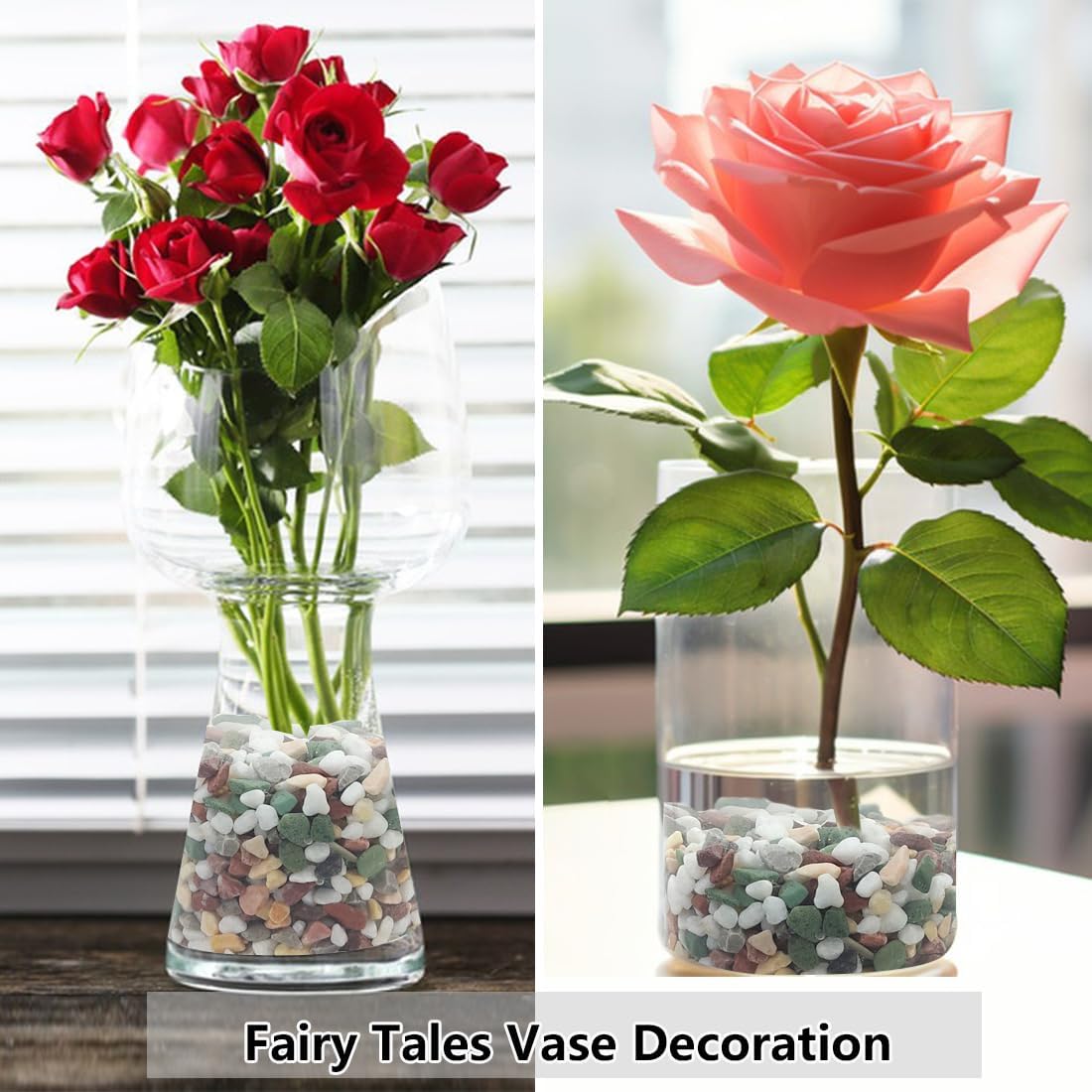 2LB Succulent and Cactus Gravel Pebbles, 1/5 Inch Natural Decorative Polished Stones, River Rocks for Vases Gardening Indoor and Outdoor Decorative Rocks, Colorful