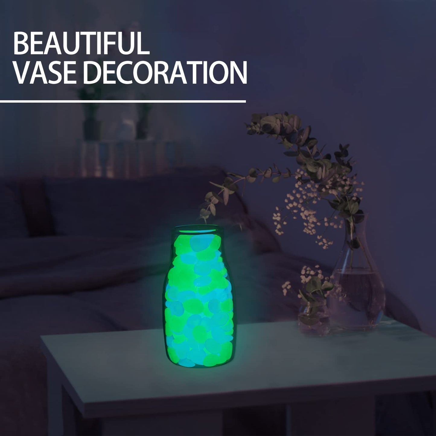 900pcs Glow in The Dark Rocks Outdoor Decorations Stones Small Luminous Pebbles Indoor/Outdoor Decor for Garden Fish Tank Aquarium Planter Walkway - Multi