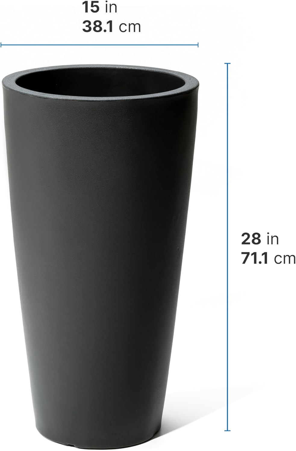 Step2 Tremont Tall Round Tapered Planter, Large Planters for Outdoor Plants, Gardening and Flower Pot for Patio or Porch, Efficient Drainage, Durable Plastic, Onyx Black, 2-Pack