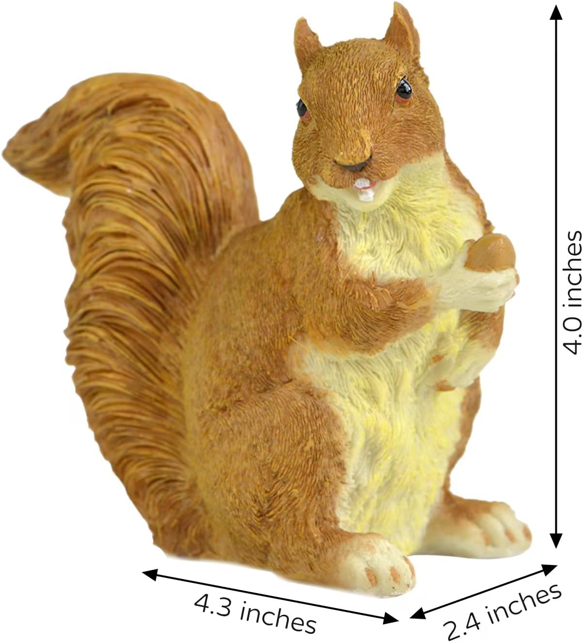 Brown Squirrel Statue with Acorn – Hand-Painted Polyresin Garden Figurine for Lawn & Patio – Small Nature-Inspired Outdoor Décor
