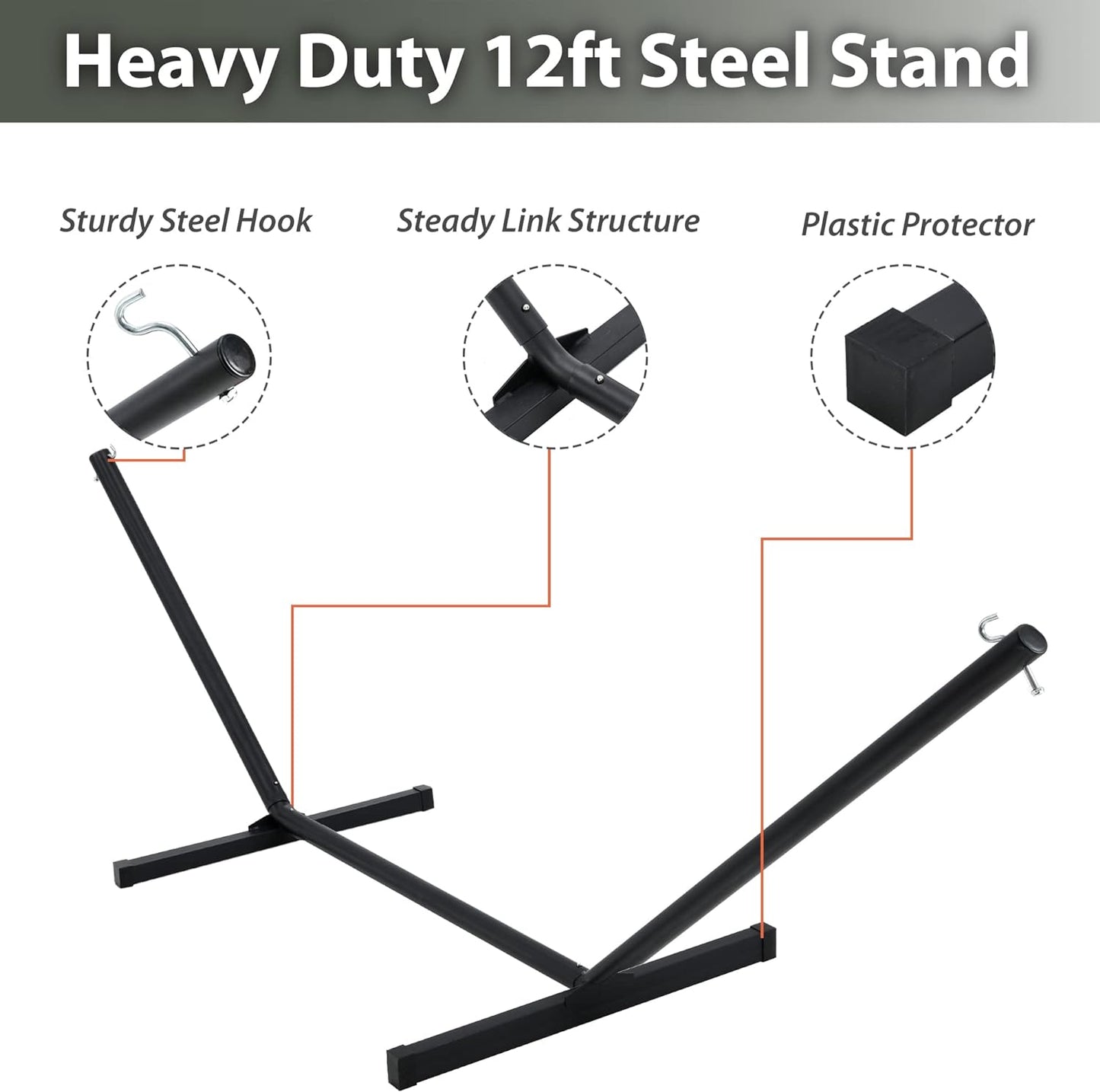 Two Person Hammock with Stand Heavy Duty, Outdoor Patio Hammock with Portable Steel Stand, Large Double Hammocks,480lbs Capacity.(Off White)