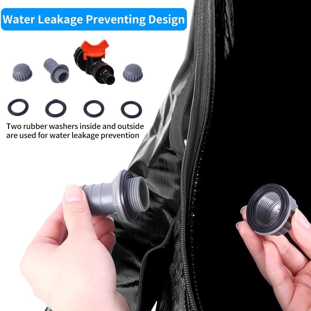 100 Gallon Collapsible Rain Barrel, Portable Rainwater Collection System, Rain Catcher Barrel, Water Storage Tank with Two Spigots and Overflow Kit, Rain Water Barrel Collector for Garden, Black