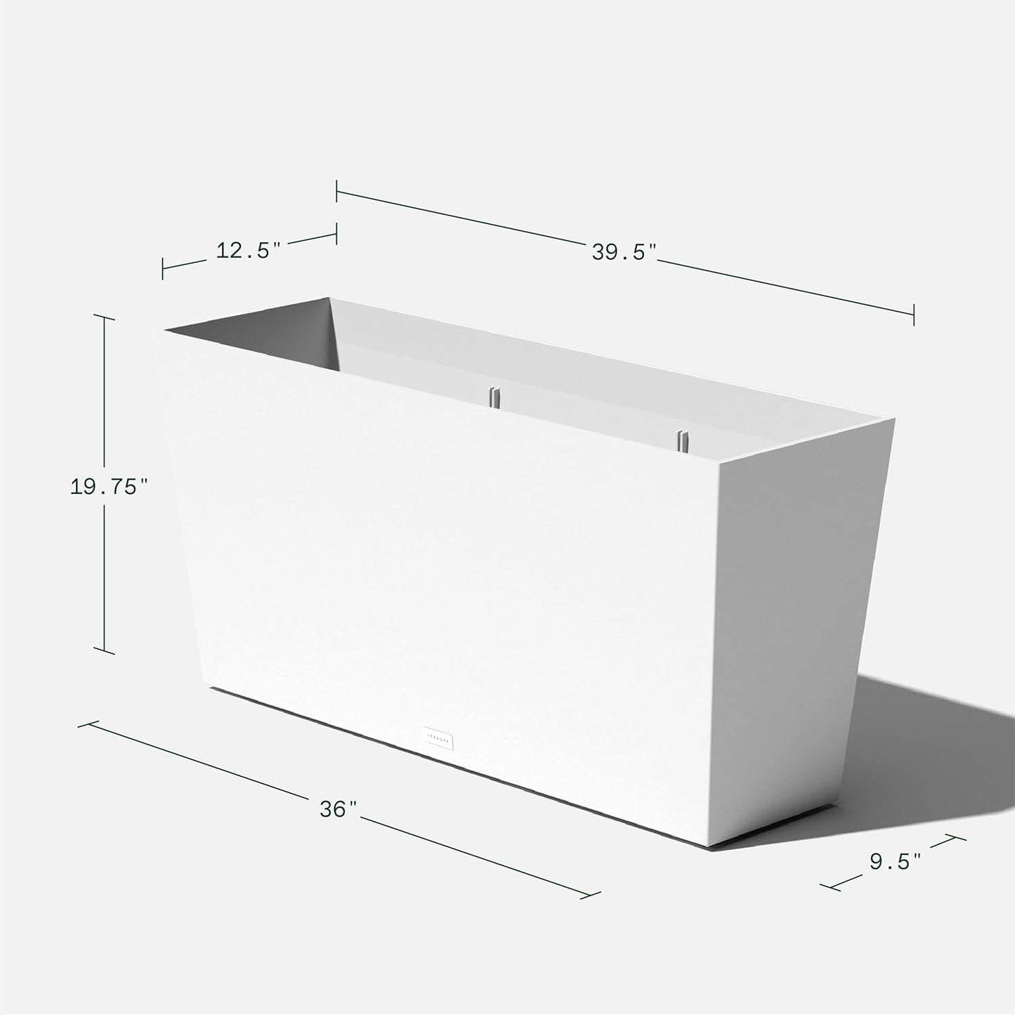 Veradek Midori Long Trough Planter (White, 39 inch - 2 Pack with 2 Saucer Trays)