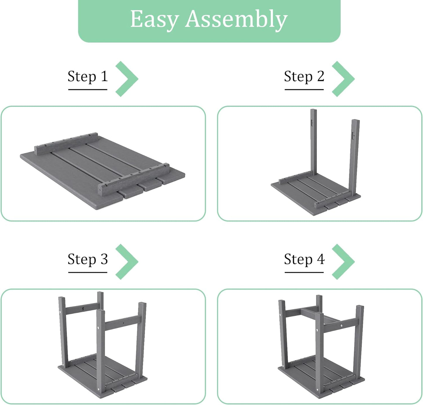 Outdoor Side Table, HDPE Small Adirondack Side Tables, Outside End Table for Patio, Porch, Deck, Pool, Weather Resistant/Easy Maintenance (1PC, Gray)