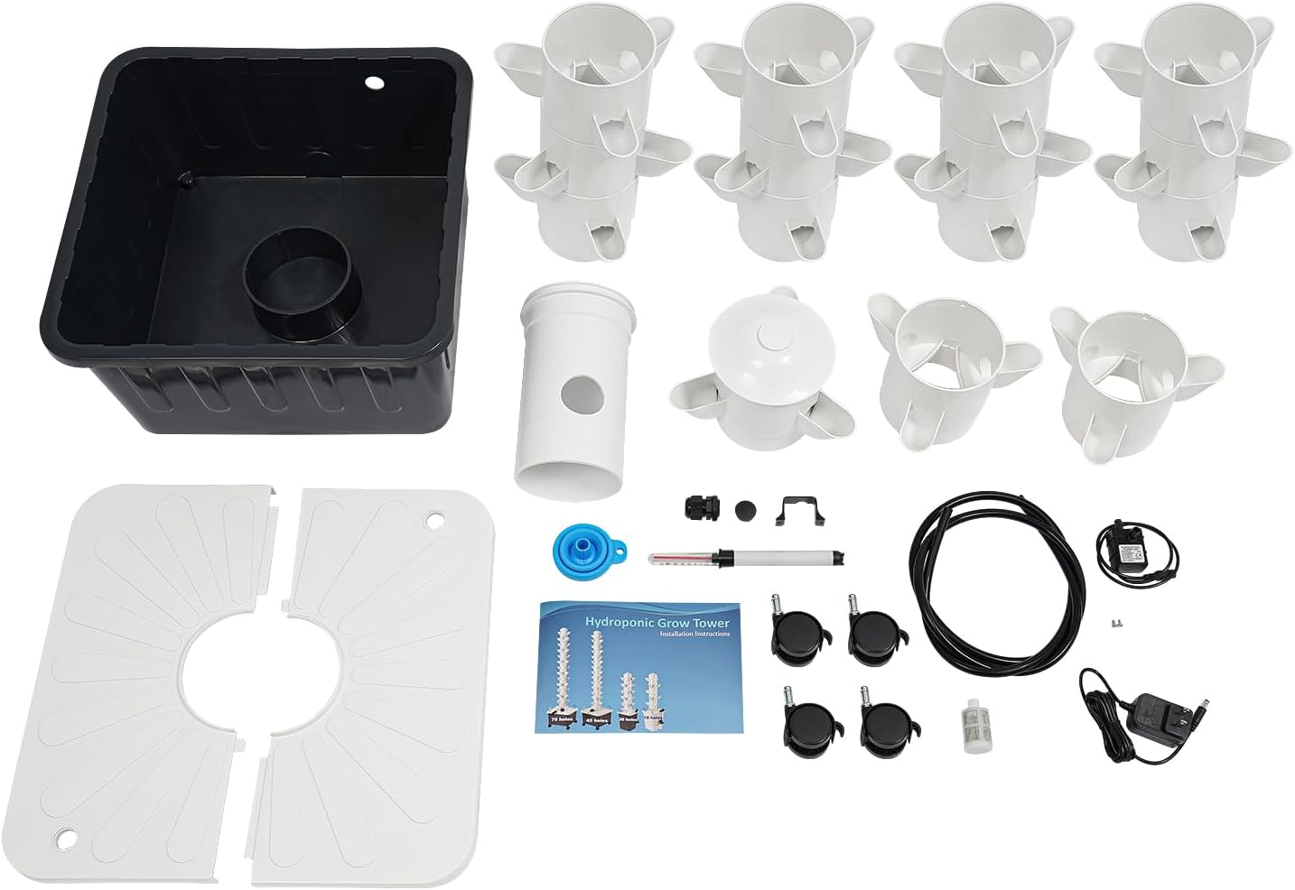 Hydroponic Growing System, 45-Plant Vertical Gardening System, 15-Layer Tower, White Aeroponic Tower for Herbs, Fruits and Vegetable