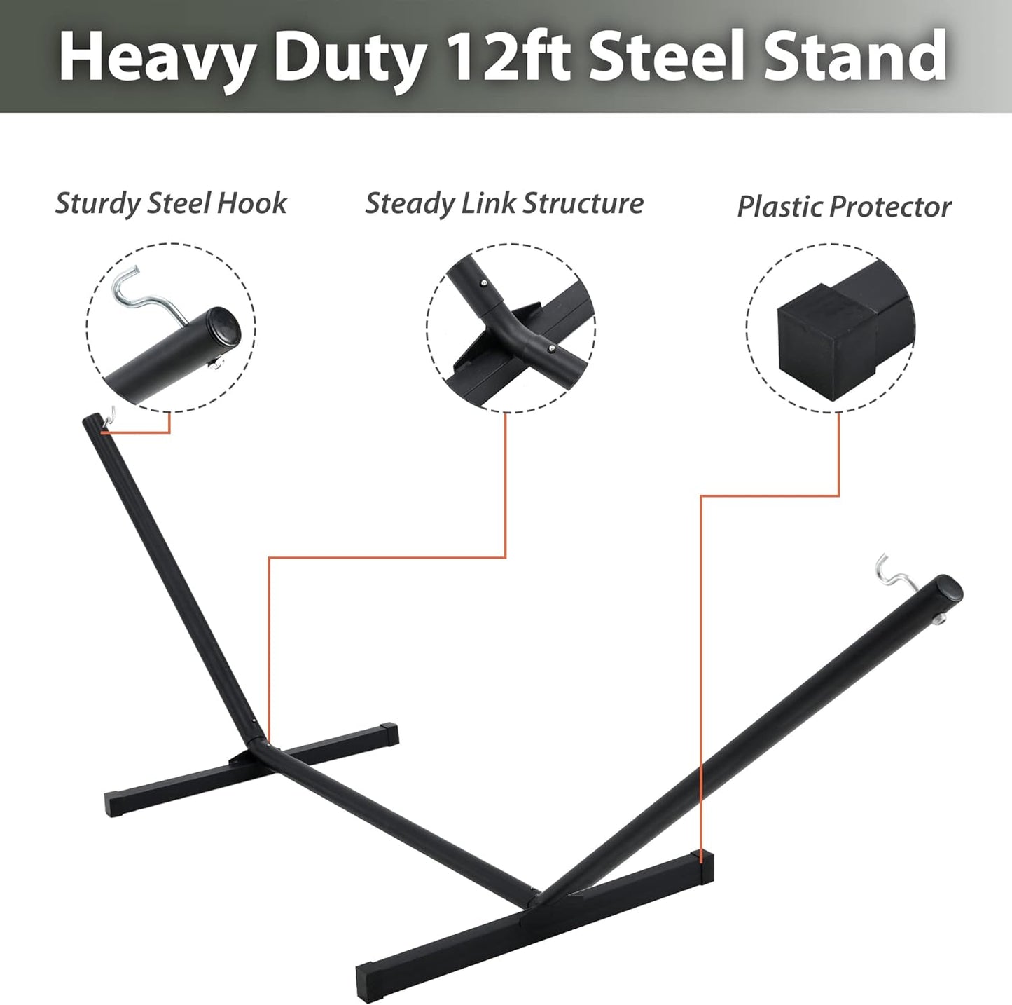 Two Person Hammock with Stand Heavy Duty, Outdoor Patio Hammock with Portable Steel Stand, Large Double Hammocks,480lbs Capacity.(Blue Stripes)