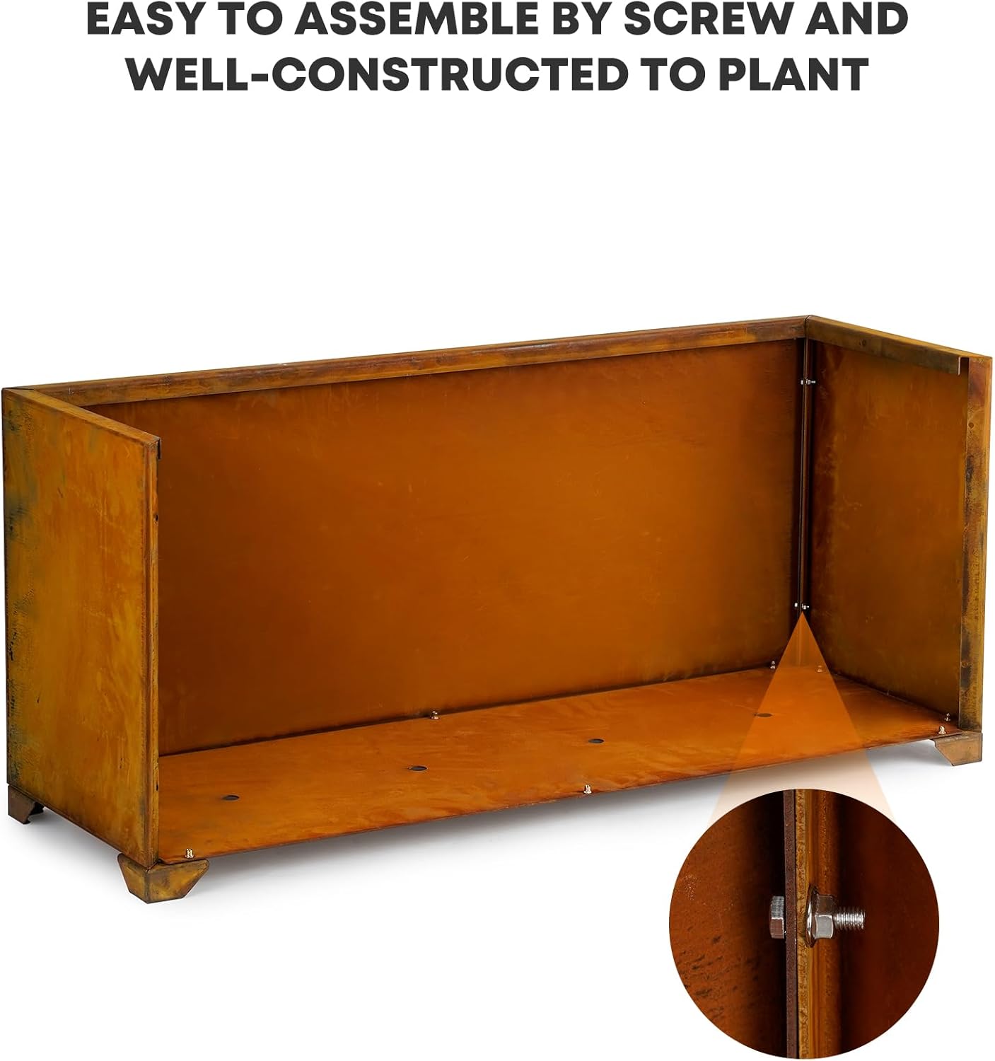 Stanbroil Corten Steel Planter Box for Outdoor Patio - 32 X10 X16 Inch Large Rectangular Metal Planter Box with Natural Rusty and Drainage Holes for Raising Flower, Plants
