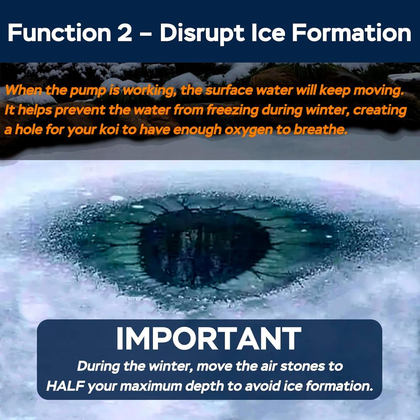 AquaMiracle All-in-1 Koi Pond Aeration Kit Pond Air Pump with Self-Sinking Airline Rubber Air Diffuser, Air Flow Control Pond Aerator for Outdoor Pond 10,000-15,000 Gallons
