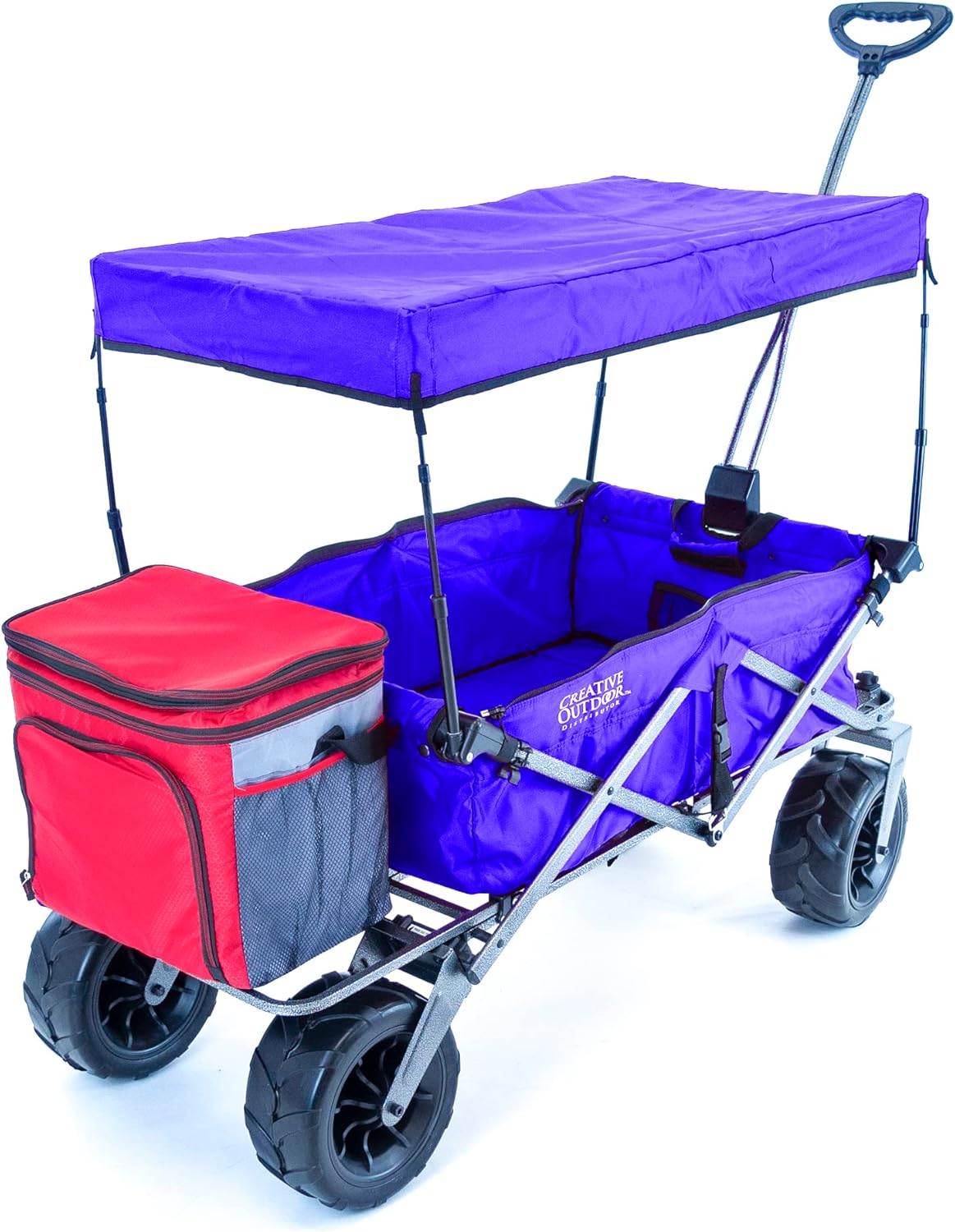 Creative Outdoor Push Pull Stroller Wagon, Beach Hauler XXL Deluxe with Canopy, Collapsible and Portable Heavy Duty Folding Cart, Supports up to 200lbs Weight Capacity, Giant 10" Wheels