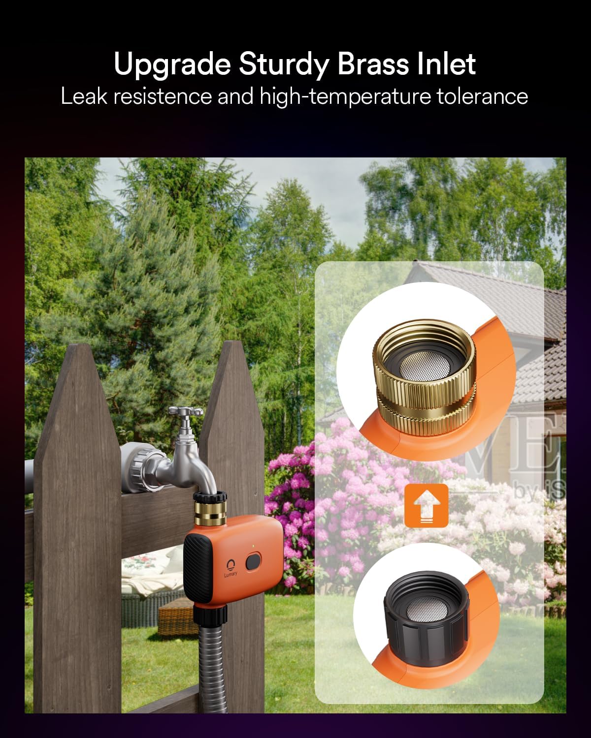 Lumary WiFi Water Timer for Garden Hose, Battery Sprinkler Timer for Watering Brass Inlet Outdoor, Rain Delay/Remote/Manual/Automatic Drip Irrigation System Programmable Faucet, Compatible with Alexa