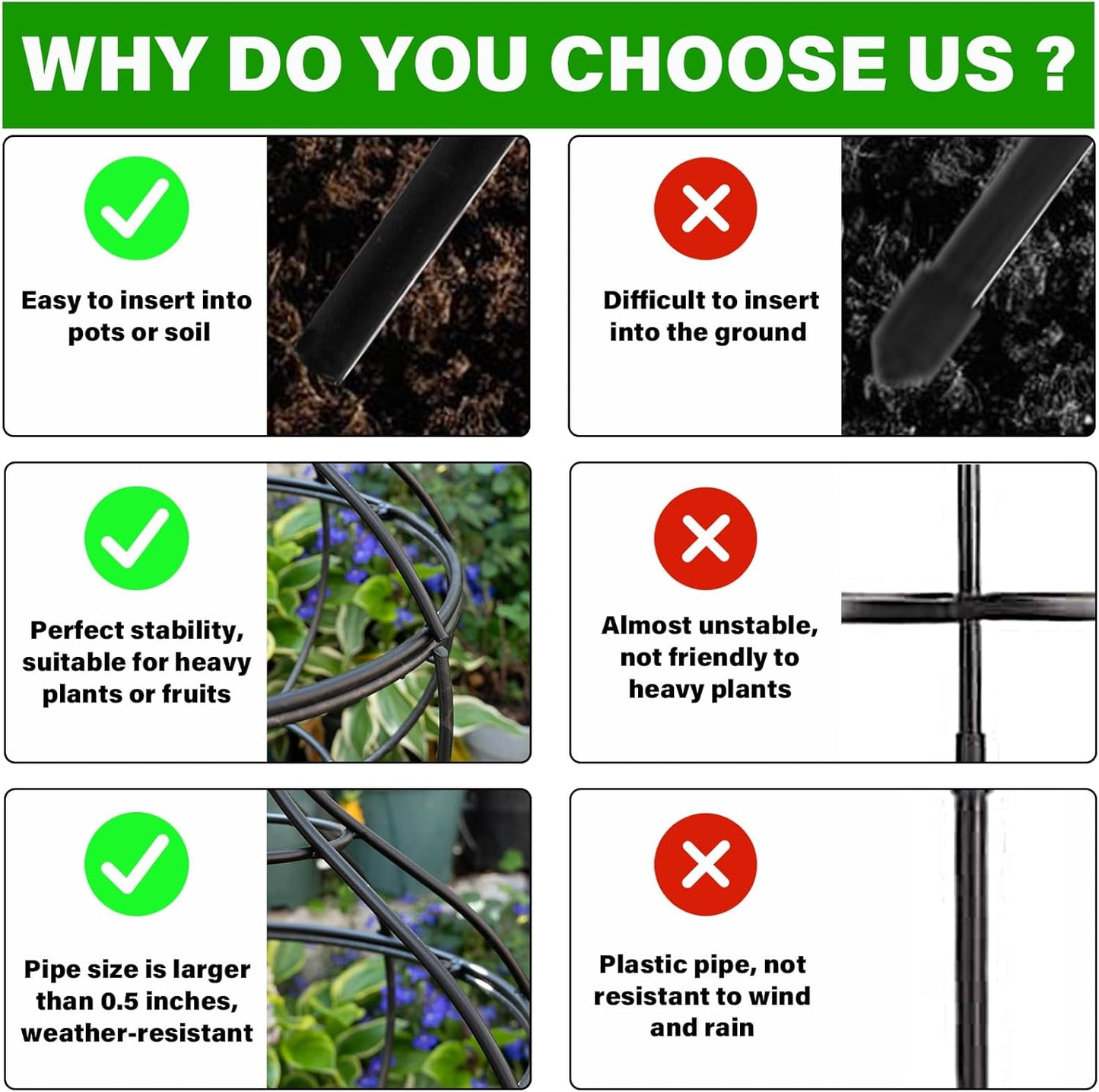 Sturdy Metal Garden Obelisk Trellis for Climbing Plants - 12" x 8.1" Versatile Support for Roses, Topiaries & Houseplants - Easy to Assemble, Durable & Decorative for Indoor/Outdoor Displays