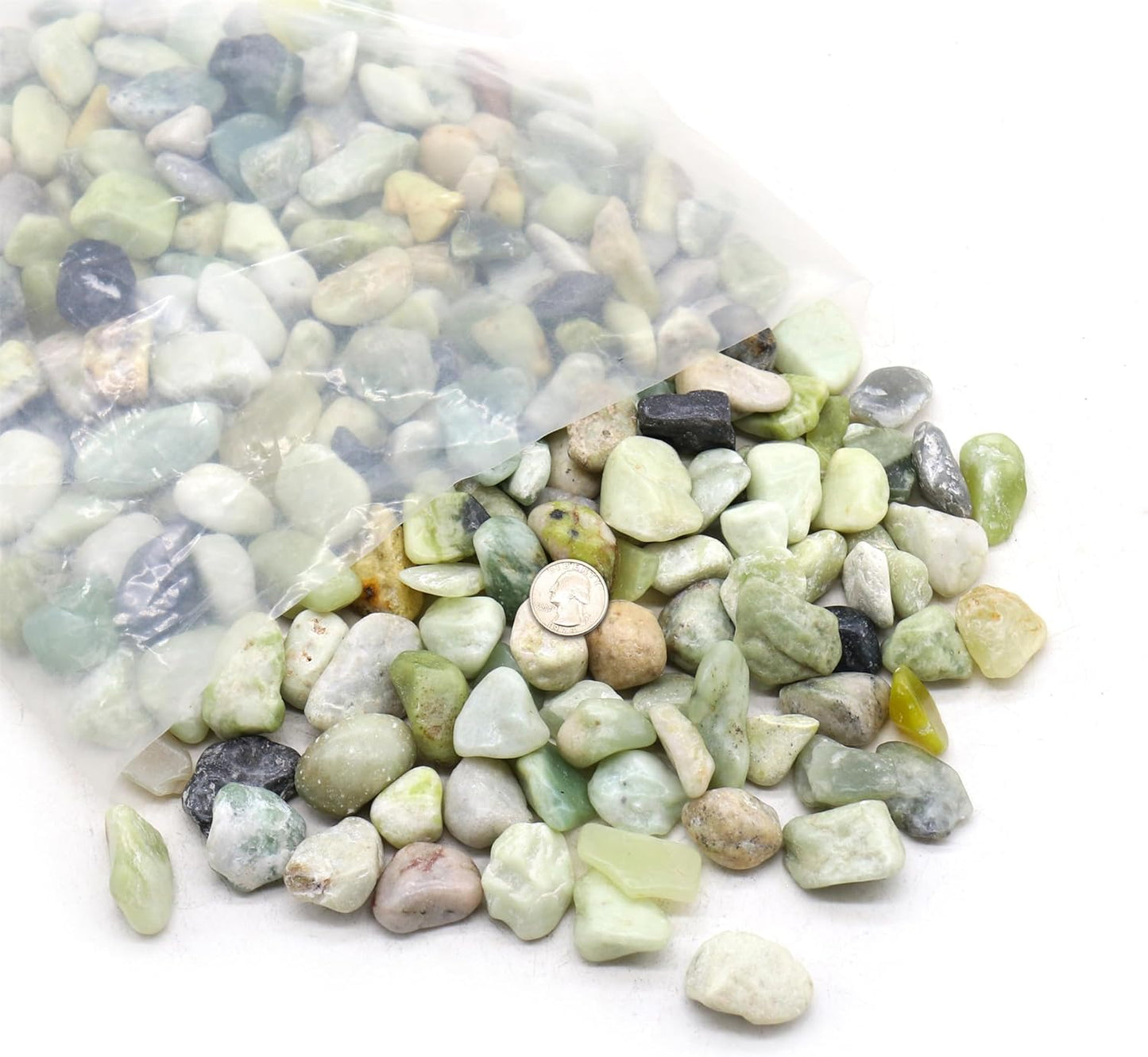 Rocks for Plants. Green Jade Polished Decorative Pebbles. 0.5 to 1 Inch 18 lbs. for Garden, Landscaping, Indoor, Vase fillers, Crafting, Succulents, pots, Plants