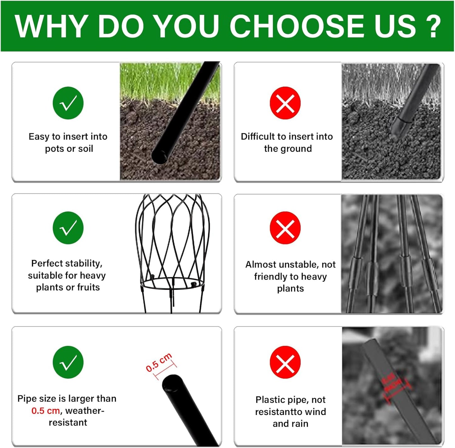 23-Inch Metal Obelisk Trellis for Climbing Plants | Sturdy Iron Design, Ideal for Outdoor Roses and Potted Vines | Easy Assembly, Compact Vertical Garden Decor for Indoor & Outdoor Use