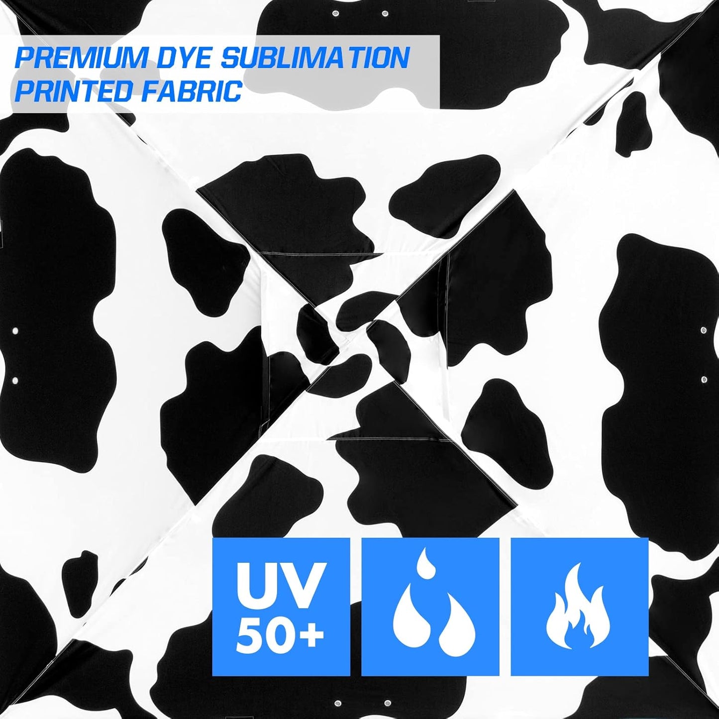 EAGLE PEAK Pop Up Canopy Tent with Wheeled Carry Bag, 8 Stakes, 4 Ropes, 4 Weight Bags, Easy Set Up Tent Canopy, 10x10 ft, 100sqft of Shade, Cow Print