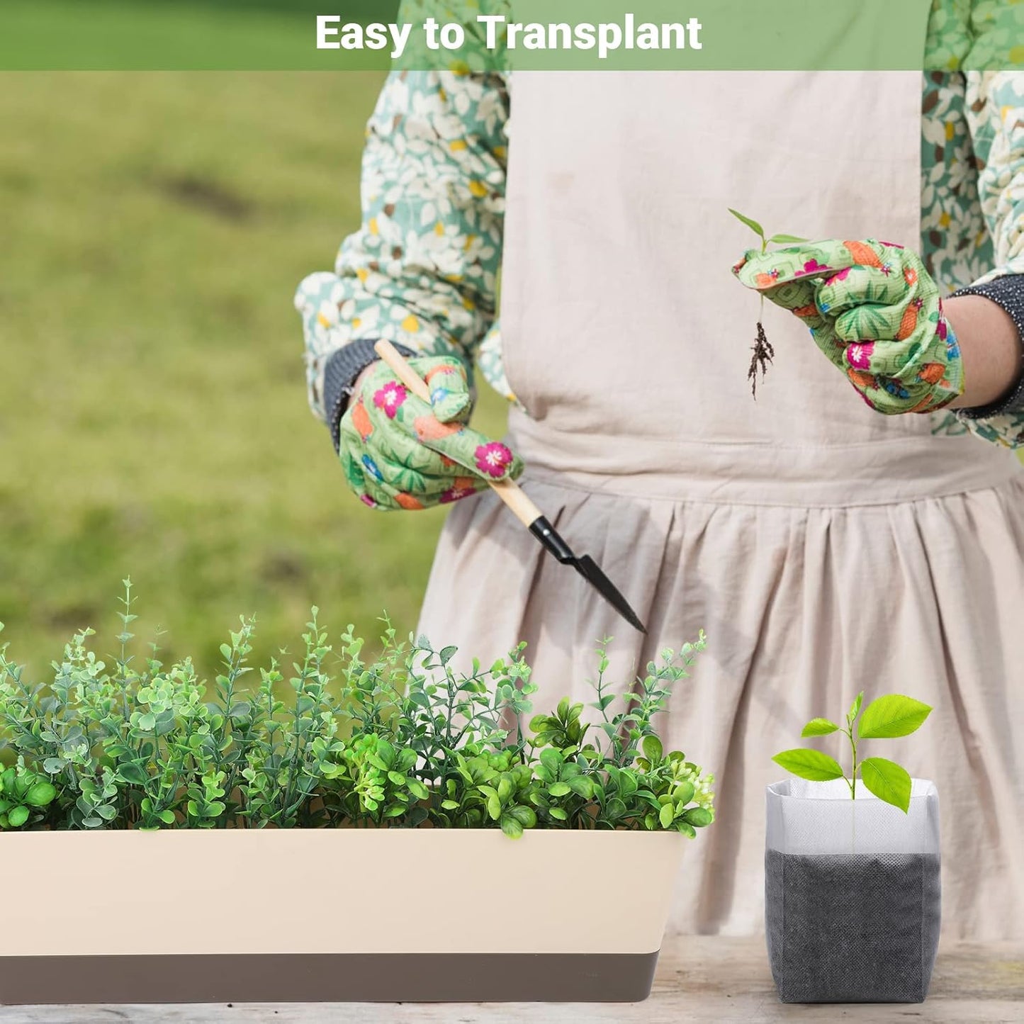 GREANER 100PCS Nursery Growing Bags Large, 7.8x8.6 inches Biodegradable Non-Woven Fabric Seedling Grow Bag, Seed Starting Pots Pouches for Planting Seedling Cutting Clones, White Plant Nursery Bags