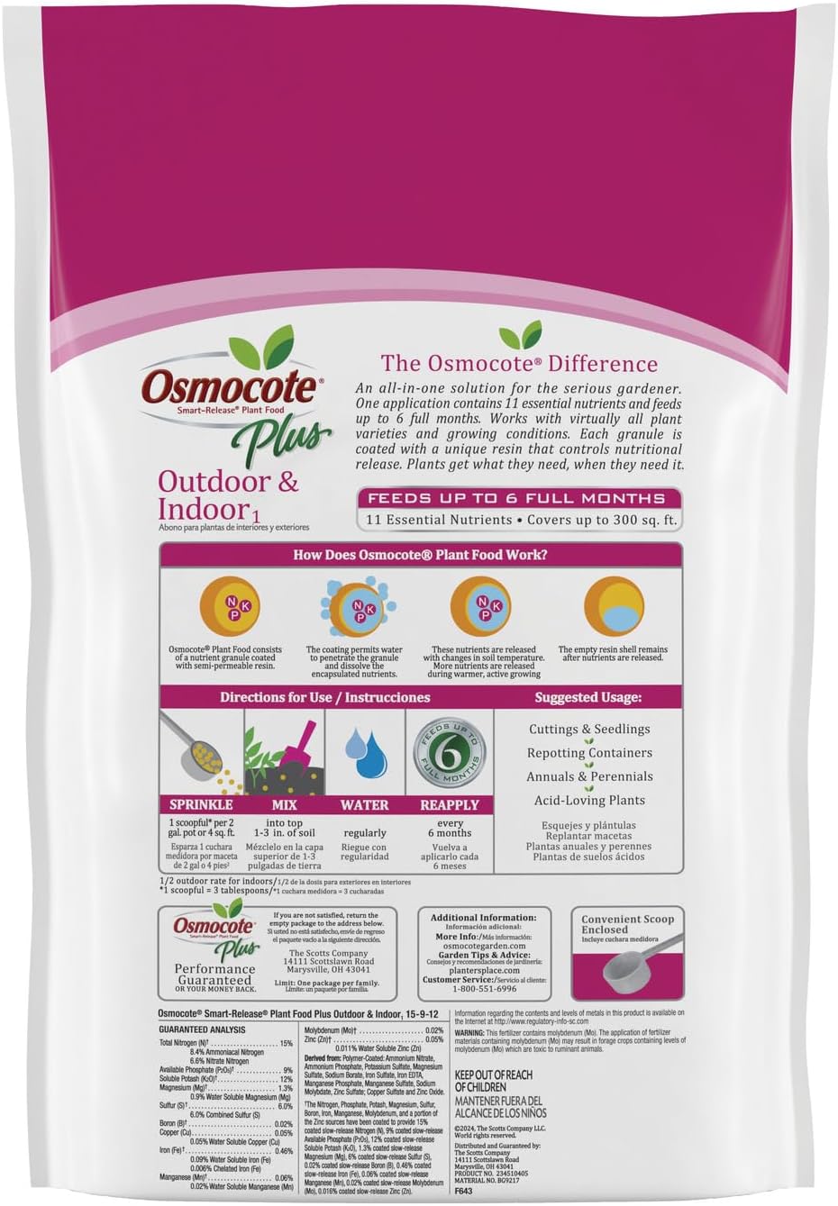 Osmocote Smart-Release Plant Food Plus Outdoor & Indoor₁, Granular Fertilizer with 11 Essential Nutrients, 8 lbs.