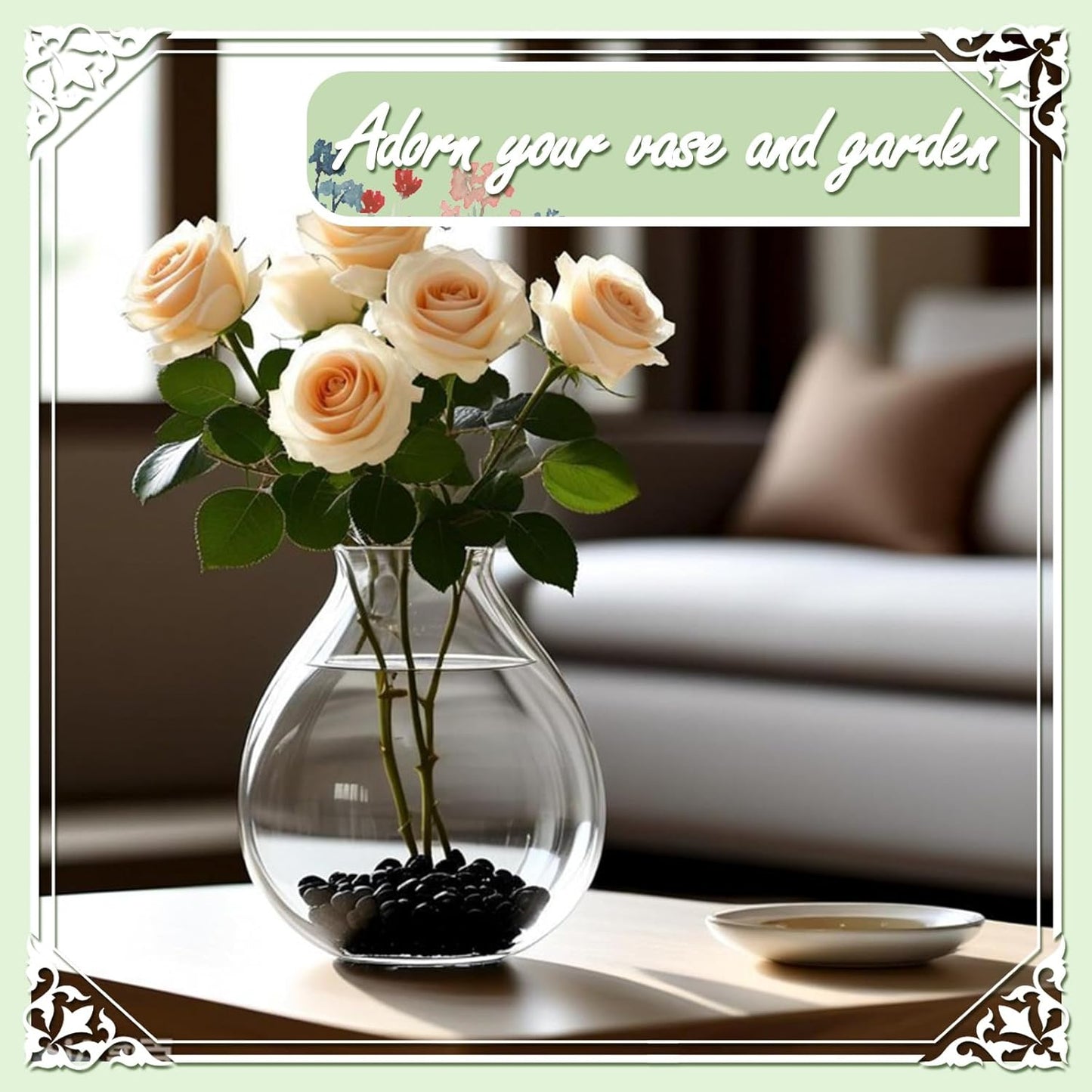 11lbs Natural River Rocks, High-Polished Pebbles for Plants Garden, 1-2 inch Decorative Stones, Ideal for Fish Tank, Vases, Garden Landscaping Rocks Landscaping, Black