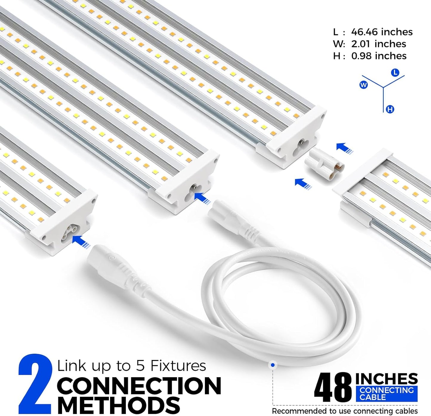 Barrina TX-S60 4FT Grow Light for Indoor Plants, 240W(4 x 60W, 1680W Equivalent), High PPFD, Full Spectrum with 660nm Red LEDs, Mechanical Timer, Linkable, Hanging Plant Light for Seedling, 4 Packs