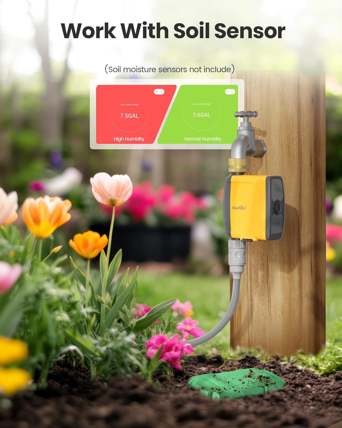 RAINPOINT WiFi Water Timer - TTV103WRF Brass Inlet Sprinkler, Use with TWG004WRF WiFi Hub