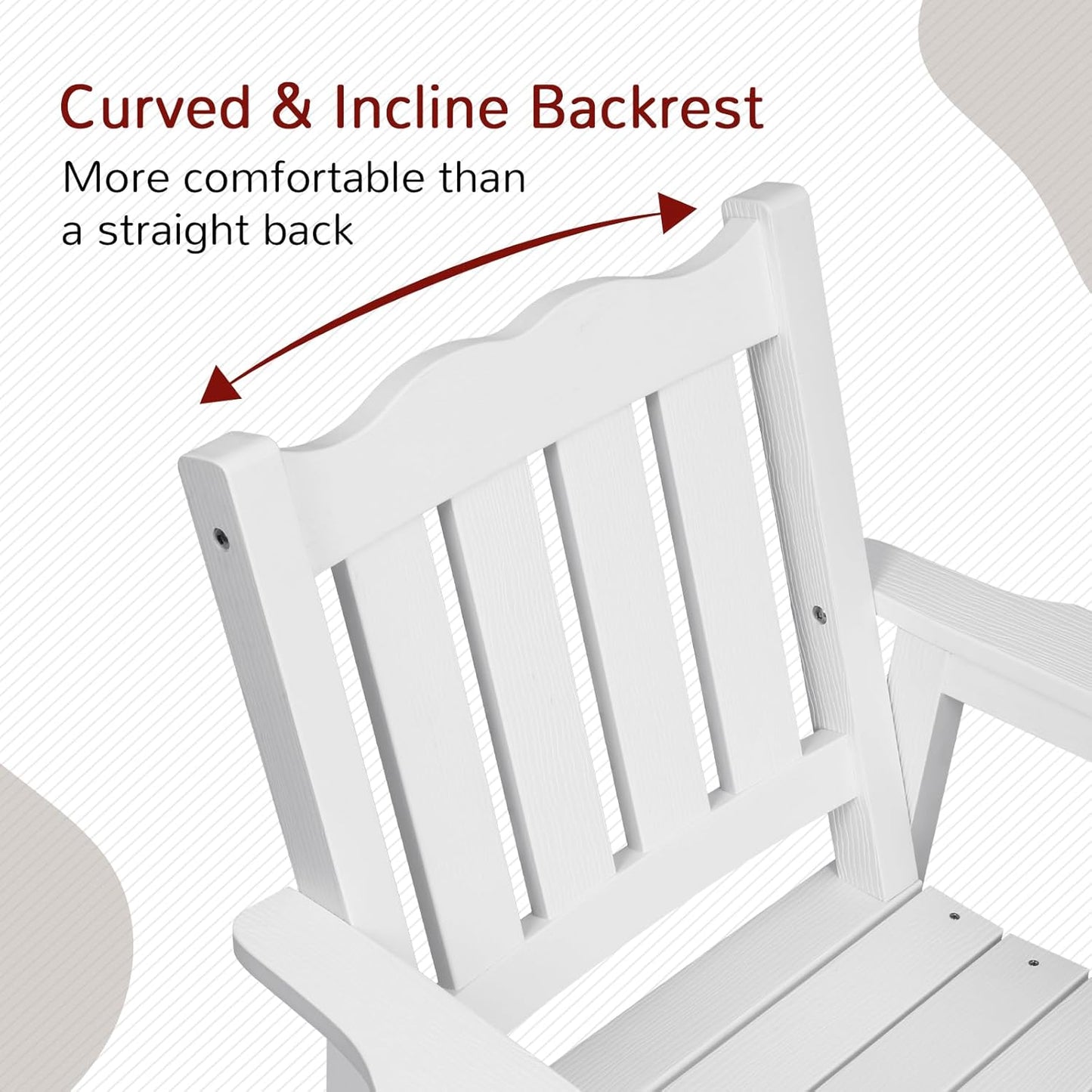 All-Weather Patio Chairs Set of 2, HIPS Outdoor Chairs with 400 lbs Weight Capacity, Patio Dining Chairs for Backyard, Deck, Garden and Porch, White