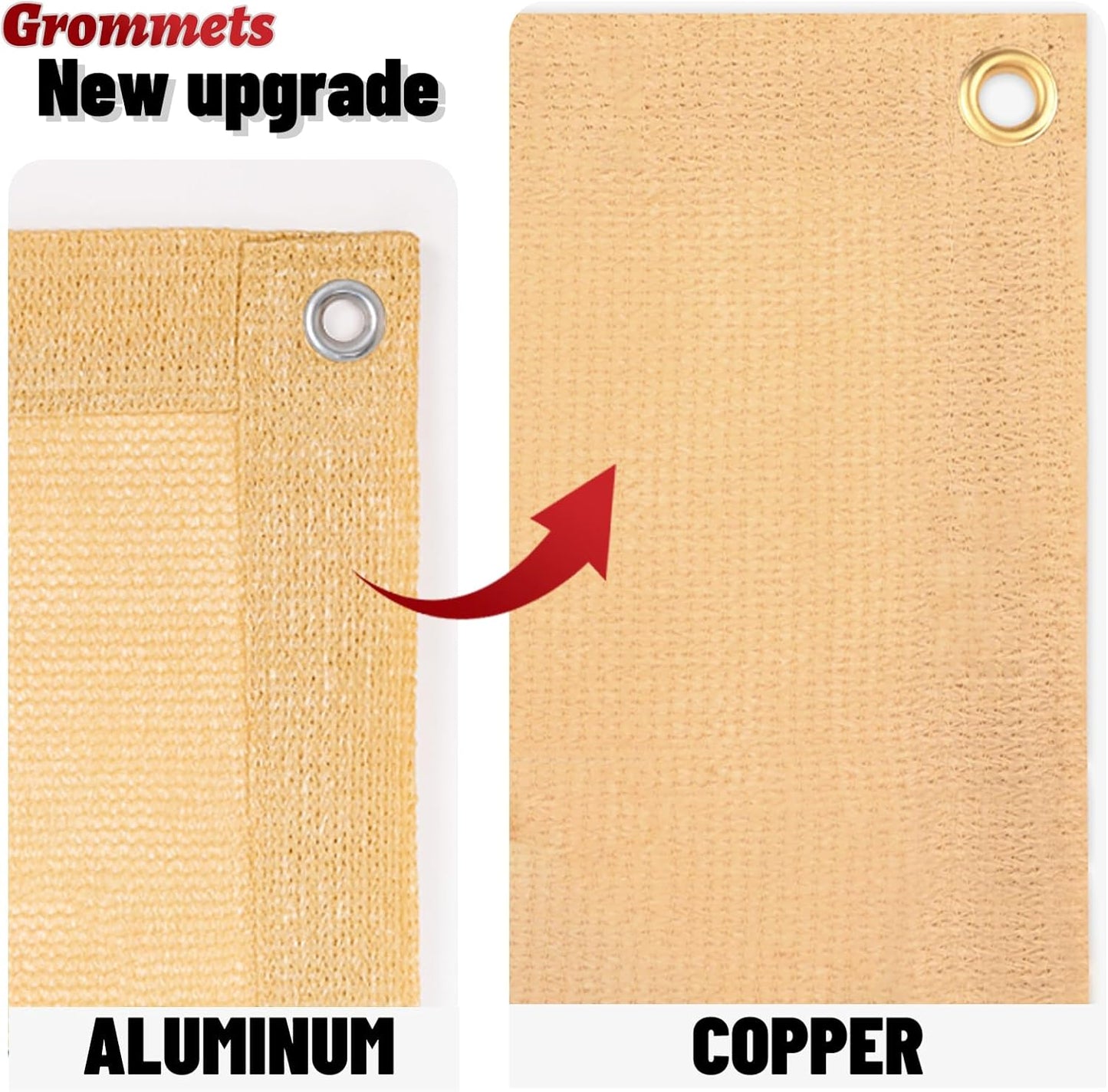 SUNNY GUARD Shade Cloth 4/6/8/10/12 FT Sun Shade Screen Fabric Shade Cover Tarp with Grommets for Pergola Backyard Garden, Sand