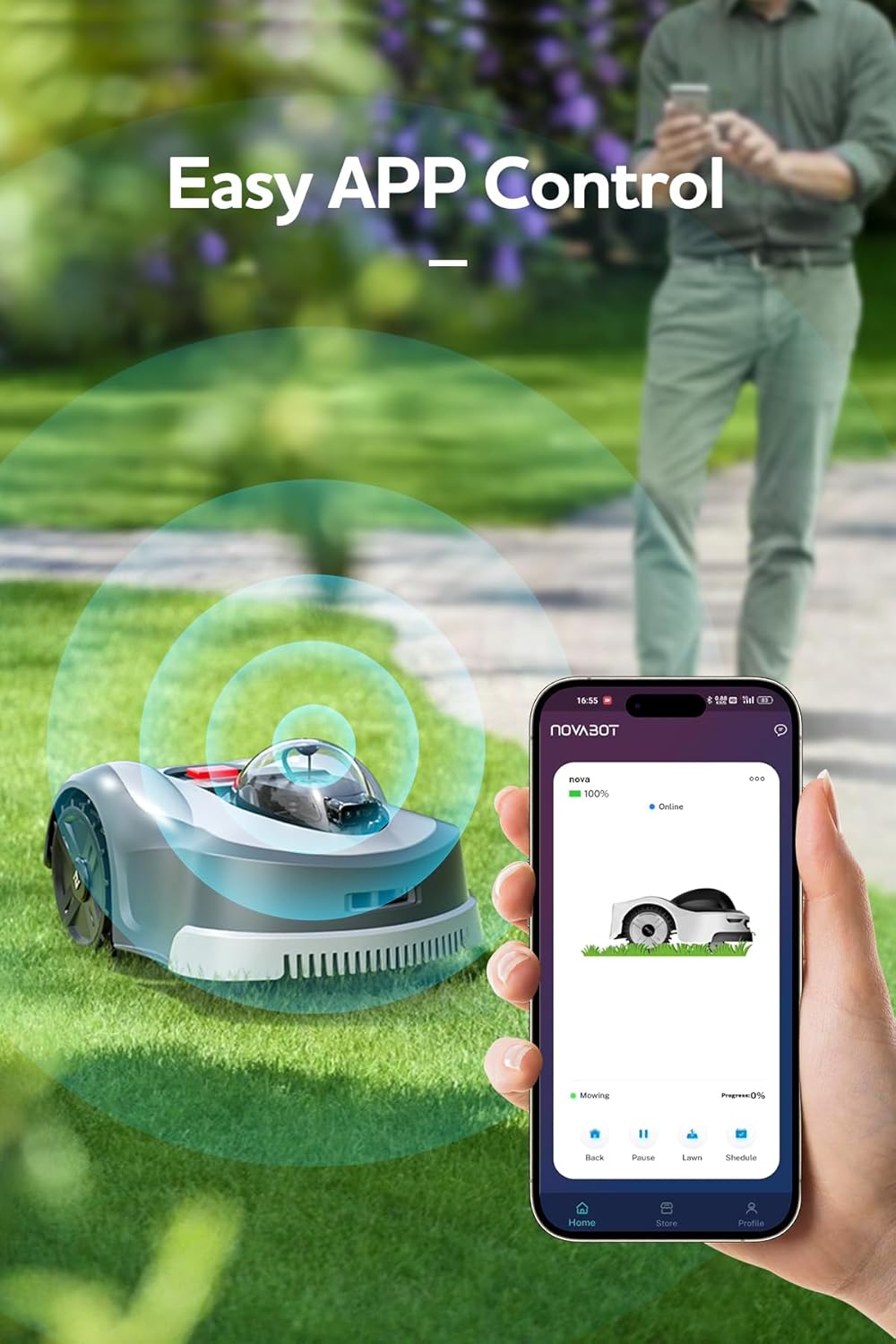 Robot Lawn Mower N2000 Perimeter Wire Free RTK,TOF,Vision Robotic Lawnmower 1.5 Acres,AI Assisted Mapping,Virtual Boundary,Multi Zone Management,APP Control,Cut Height 0.8"-3.5",Anti-Theft