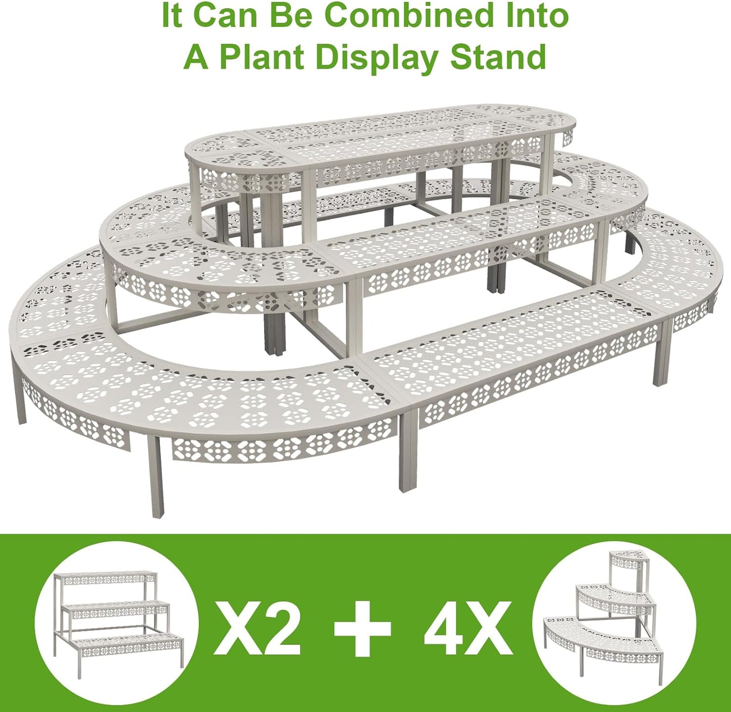 aboxoo 3 Tiers Metal Plant Stand,Rectangular Ladder Flower Pots Outdoor Plant Rack, Indoor Plant Display Rack, Heavy Duty Utility Storage Organizer for Home Garden Patio Balcony, Stair Style(White)