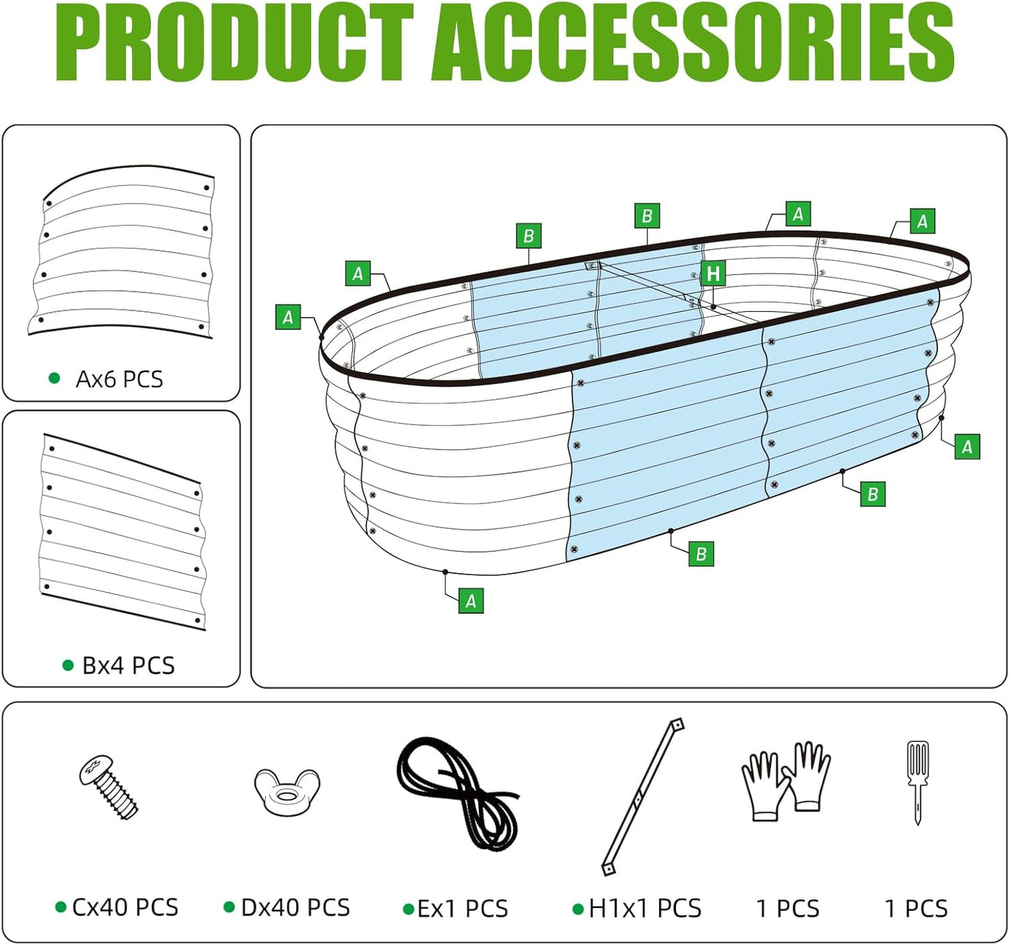 SnugNiture Galvanized Raised Garden Bed, 4x2x1ft Oval Metal Planter Box for Planting Outdoor Plants Vegetables