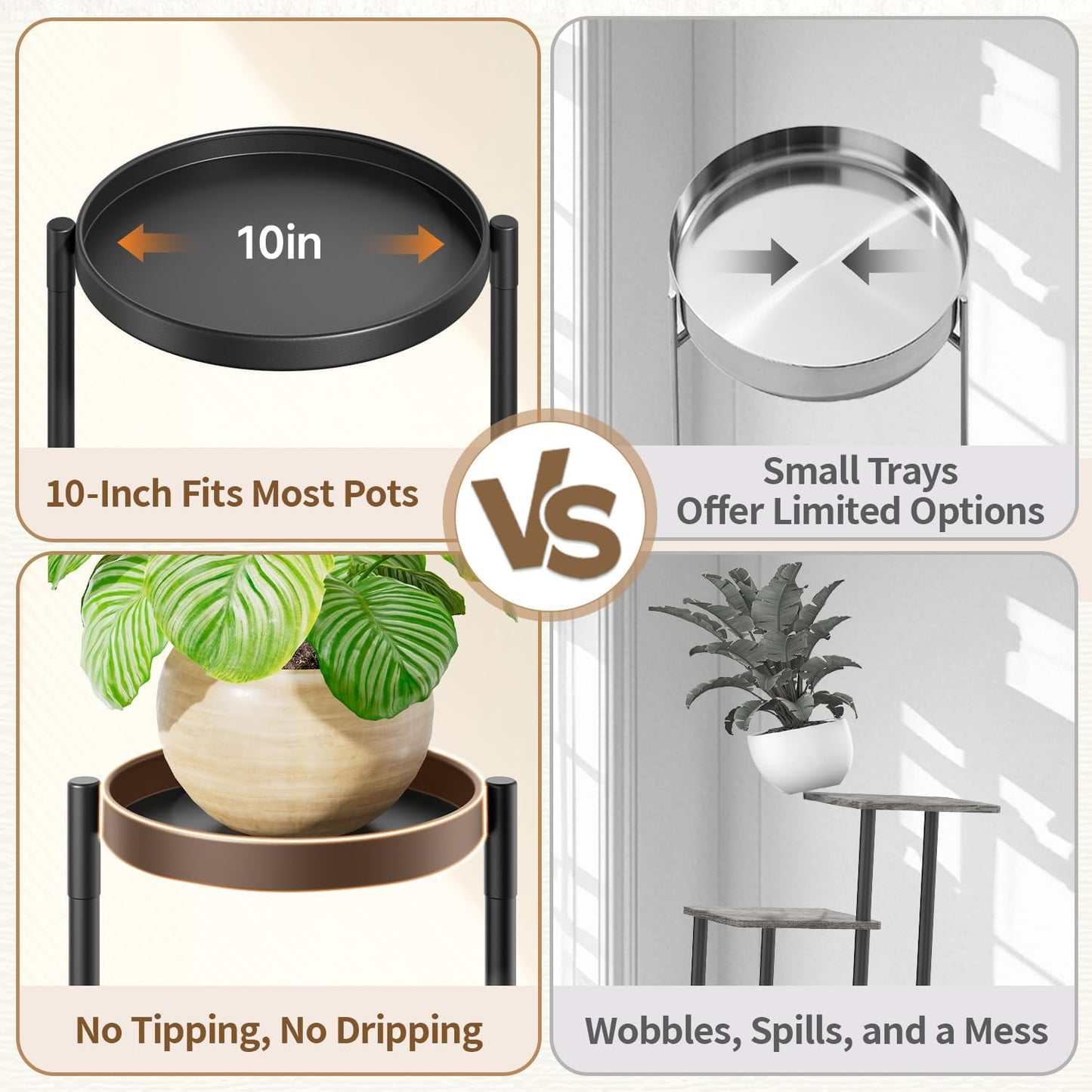 LASZOLA 7 Tiered Folding Plant Stand Indoor for Multiple Large Planter, Tall Heavy Duty Adjustable Rack with Rust Proof 10 Inch Wide Tray, Sturdy Vertical Tree Organizer for Narrow Inside Floor, Black