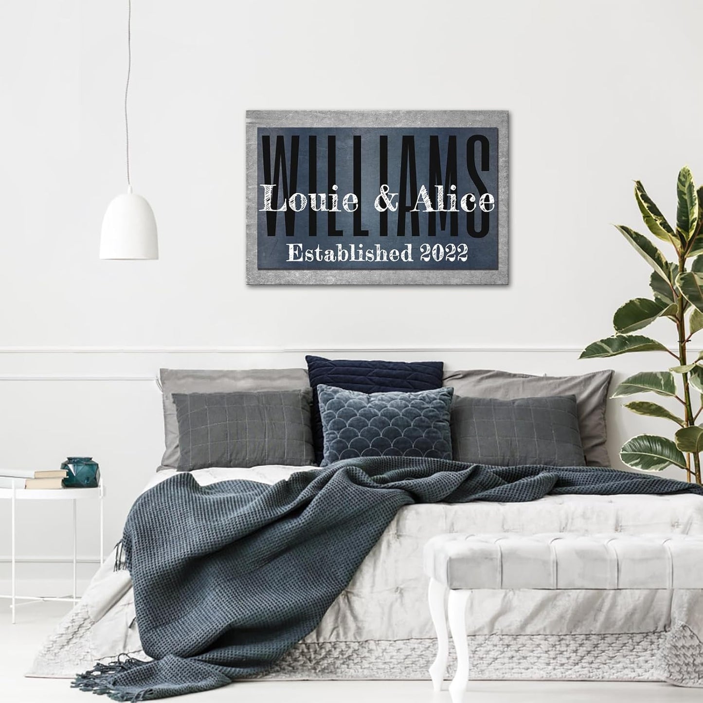 iLOOKLiKE Personalized Last Name Signs with Couple's Names Wall Art Custom Family Established Date Canvas Prints Framed Unique Wedding Anniversary Housewarming Gifts for Home Decor 8×12inch