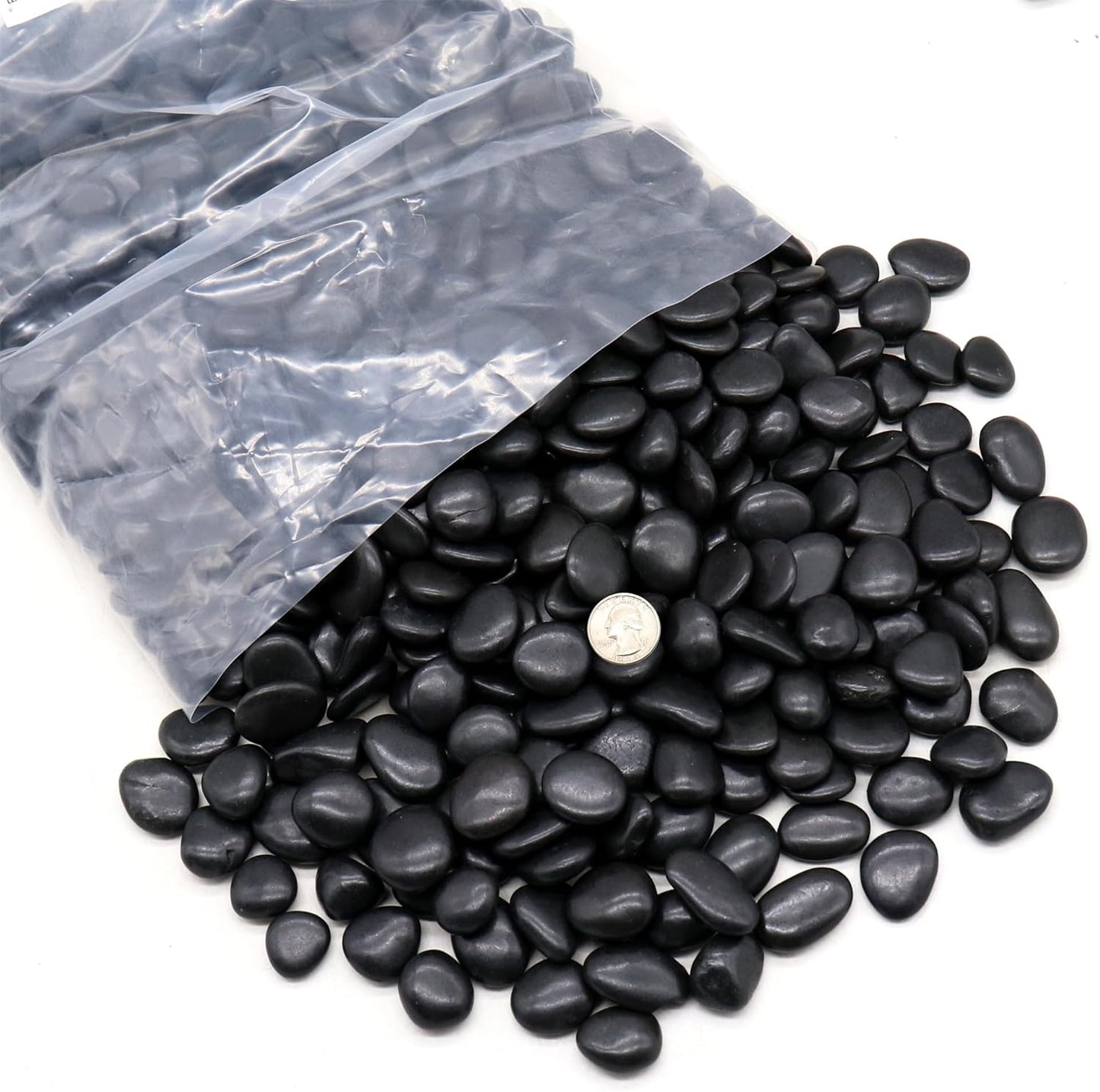 Black Rocks for Plants. Polished Decorative Pebbles. 1/2 to 1 Inch 10 lbs. for Garden, Landscaping, Succulents, pots (SM (0.5 to 1 Inch), -Polished, 10)