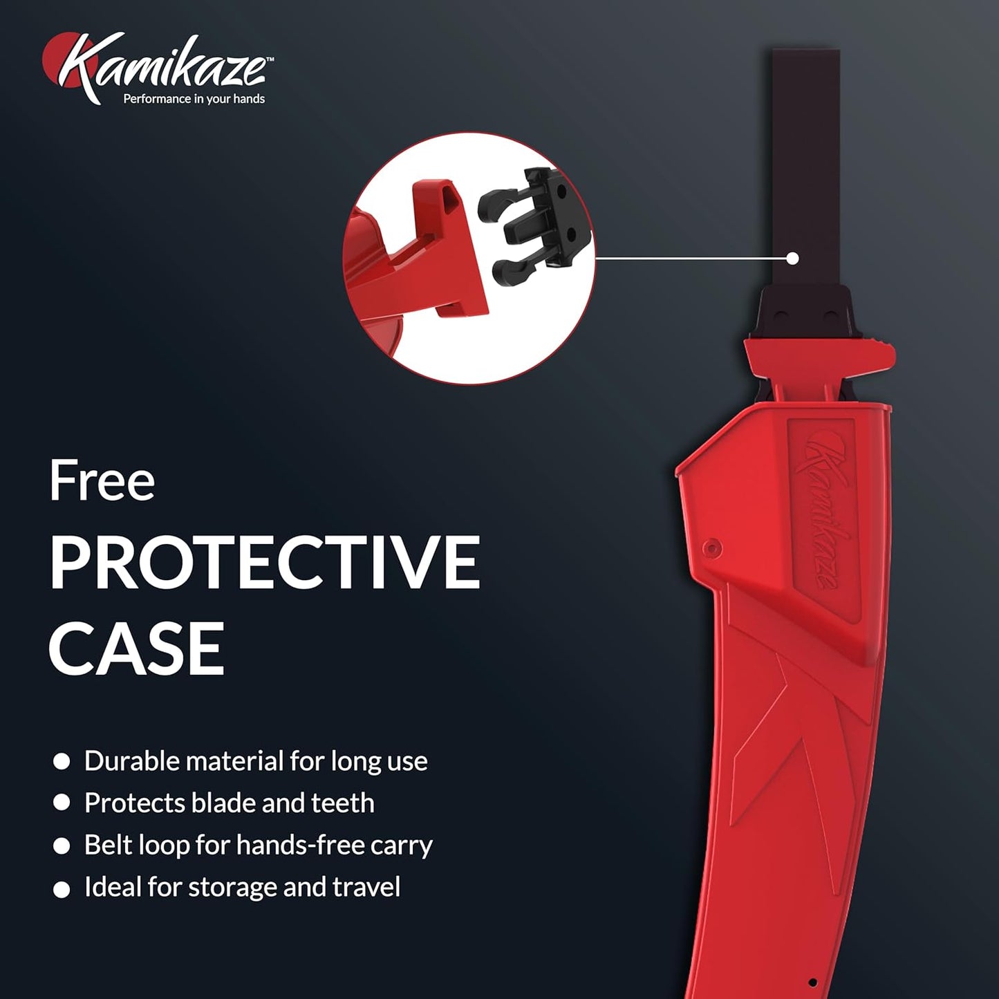 EZ Kut Kamikaze Saw Curved Blade with Scabbard - 19.3 Inch Heavy Duty Pruning - Carbon Hardened Steel Japanese Technology- Best Pruning Saw for Tree Trimming