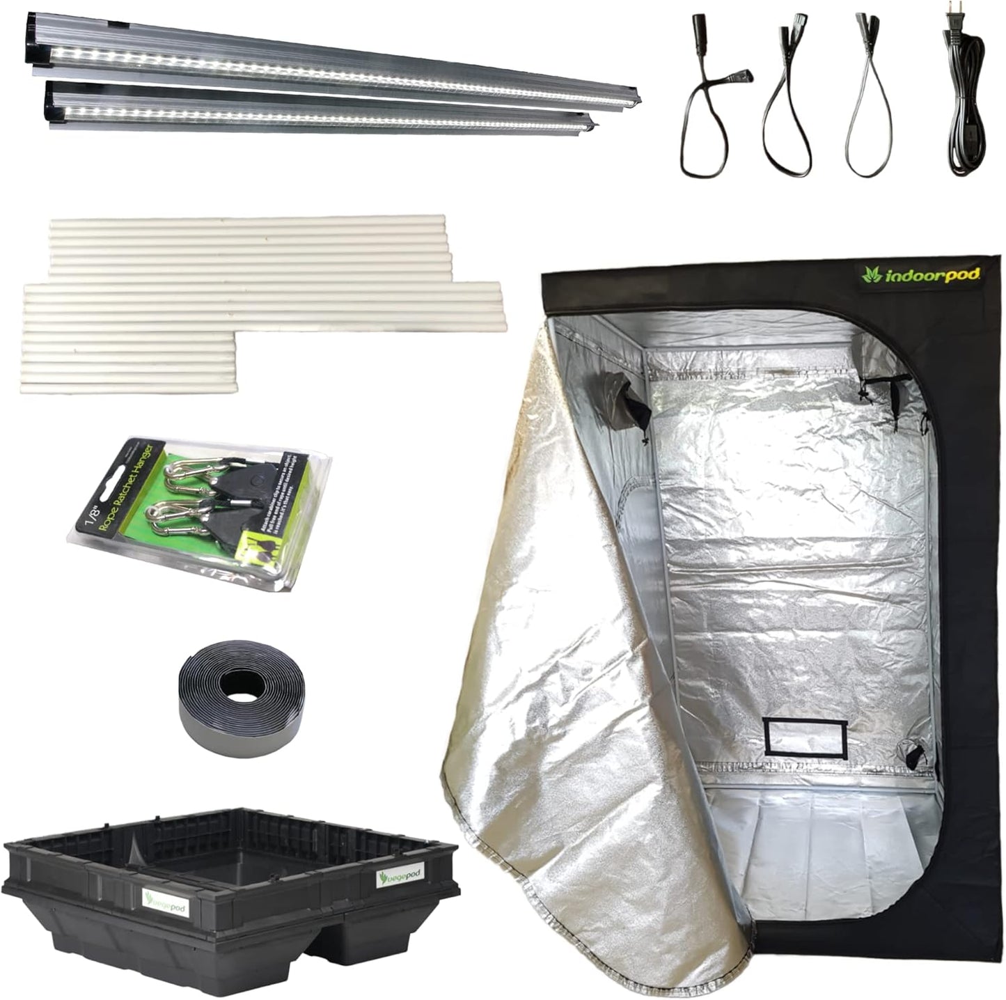 Vegepod Indoor Grow Kit Self Watering with LED Light, Reflective Tent Complete System, All-in-One Indoor Gardening Solution, Premium Tent, Medium Kit, 39"x39"x78"