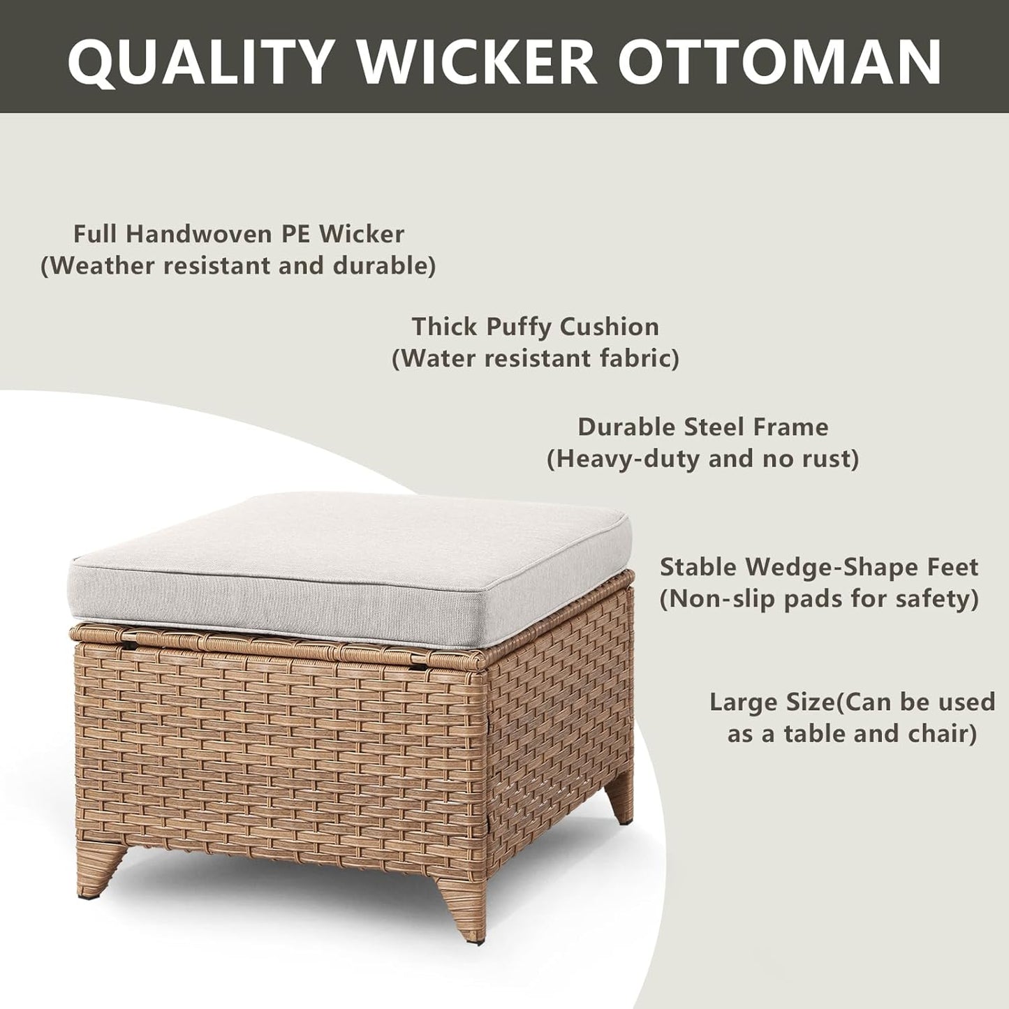 Outdoor Wicker Patio Furniture Set - 5 Pieces Rattan Patio Conversation Set with 2 Rocking Swivel Chairs,2 Ottomans and 1 Side Table for Porch Deck Backyard Garden(Yellow/Beige)