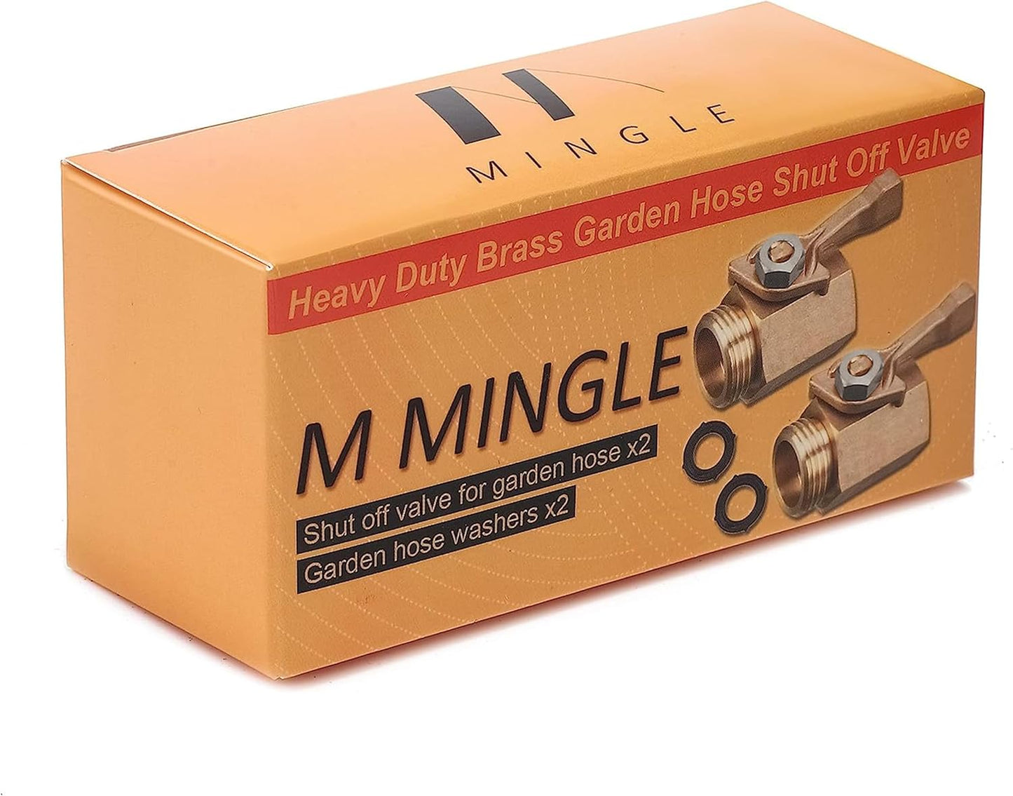 M MINGLE Heavy Duty Brass Garden Hose Shut Off Valve, 3/4 Inch, 2-Pack with 2 Hose Washers