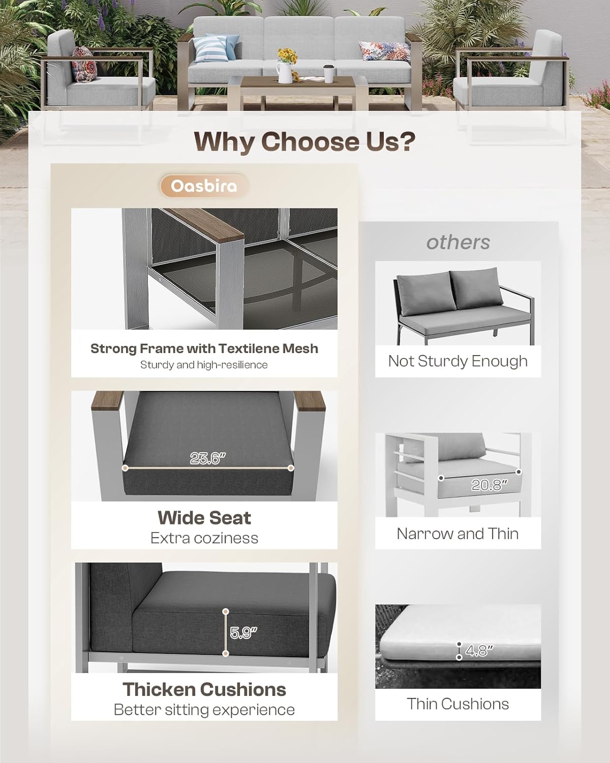 Aluminum Outdoor Patio Furniture, 1 Piece Loveseat, All-Weather Metal Modern Outside Sofa for Deck, Porch (LightGray)