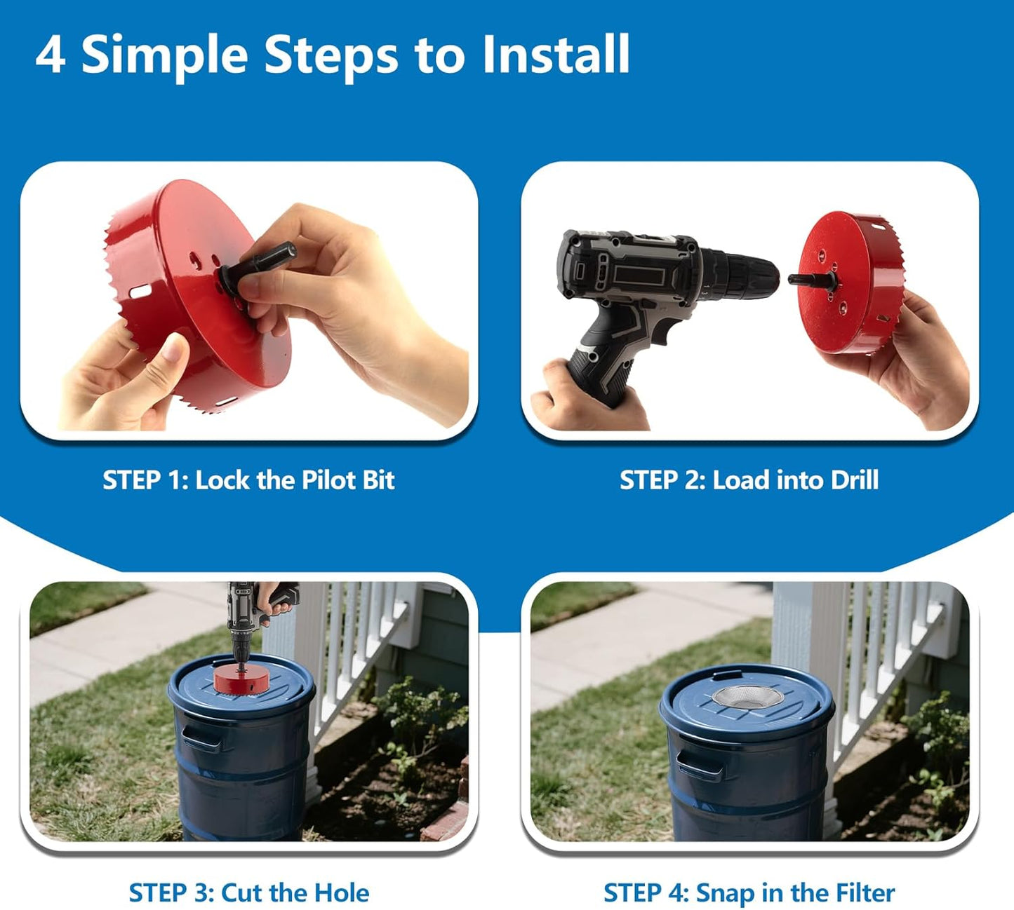 5" Rain Barrel Screen Filter with Hole Saw - Aluminum Mesh Cover DIY Kit for Rainwater Collection System (rain Barrel Diverter kit) (rain Barrel Diverter kit)