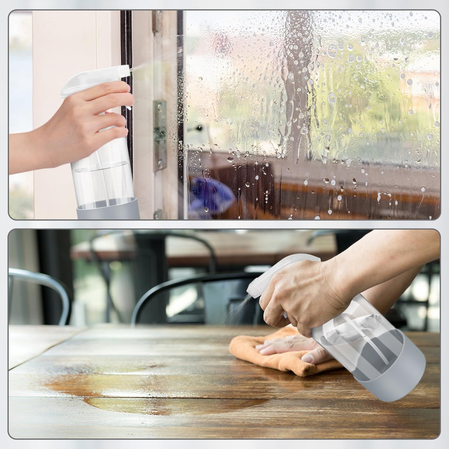 Glass Spray Bottles with Silicone Sleeve Protection, Empty 16 oz Refillable Containers, Reusable Spray Bottles with Adjustable Nozzle for Hair, Cleaning Solutions, Essential Oils 1 Pack Grey