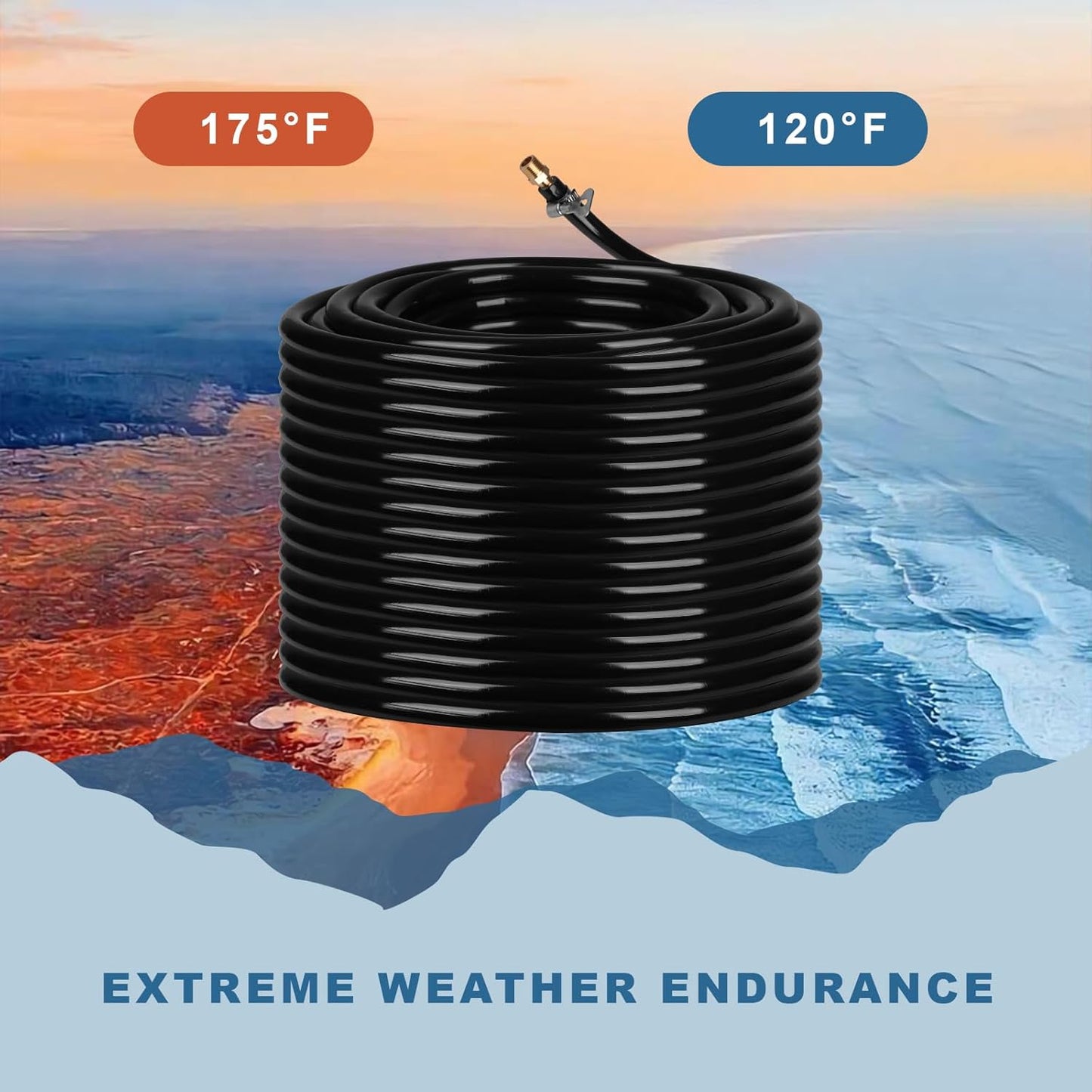 3/8 Inch Self Sinking Aeration Hose, 100 Feet Weighted Pond Aerator Hose Kit 8 Stainless Steel Hose Clamps and 4 Menders for Pond and Lake Aeration