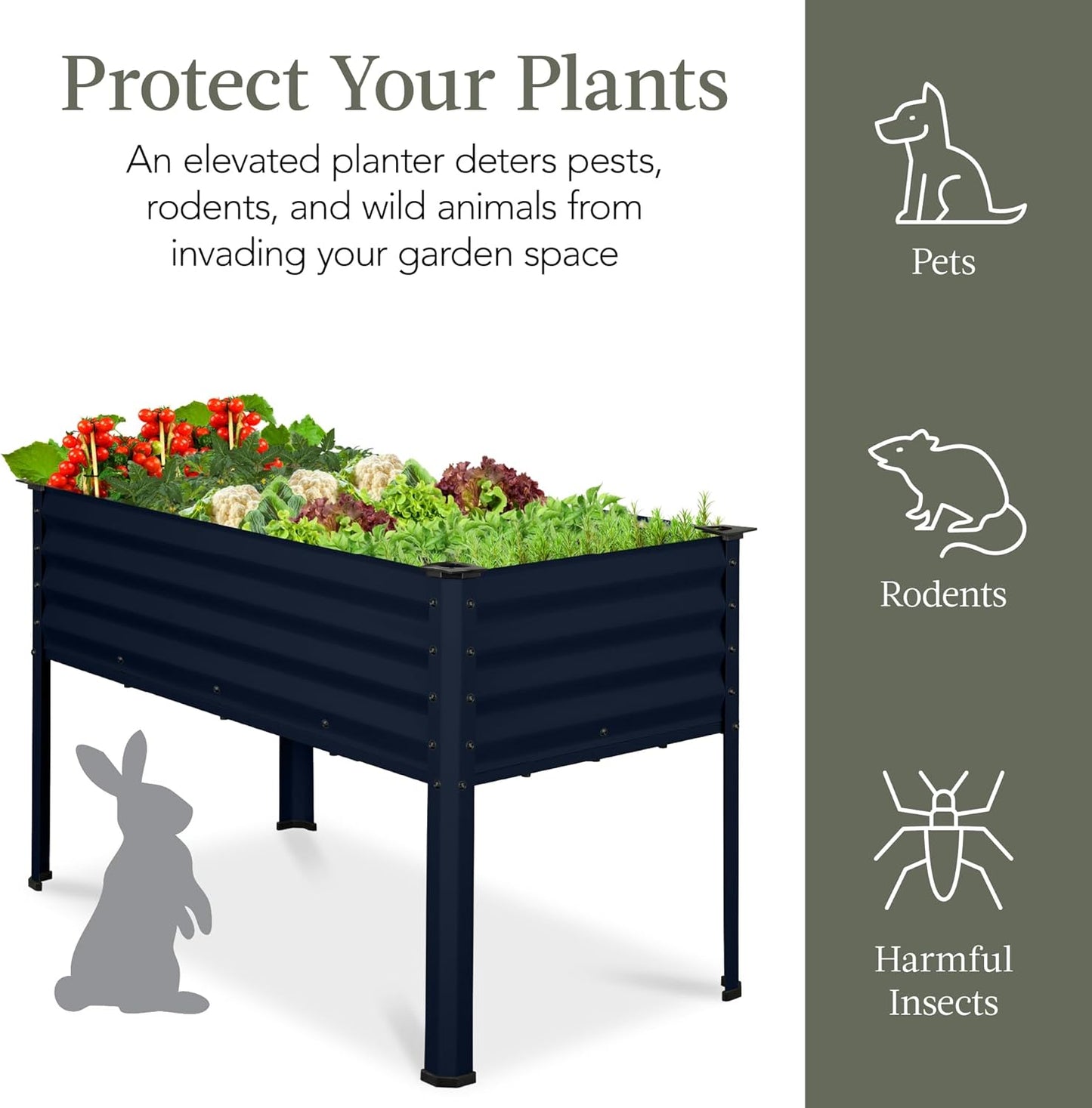 Best Choice Products 48x24x30in Galvanized Raised Garden Bed, Metal Elevated Planter Box, Vegetable Garden for Backyard, Patio, Balcony - Navy Blue