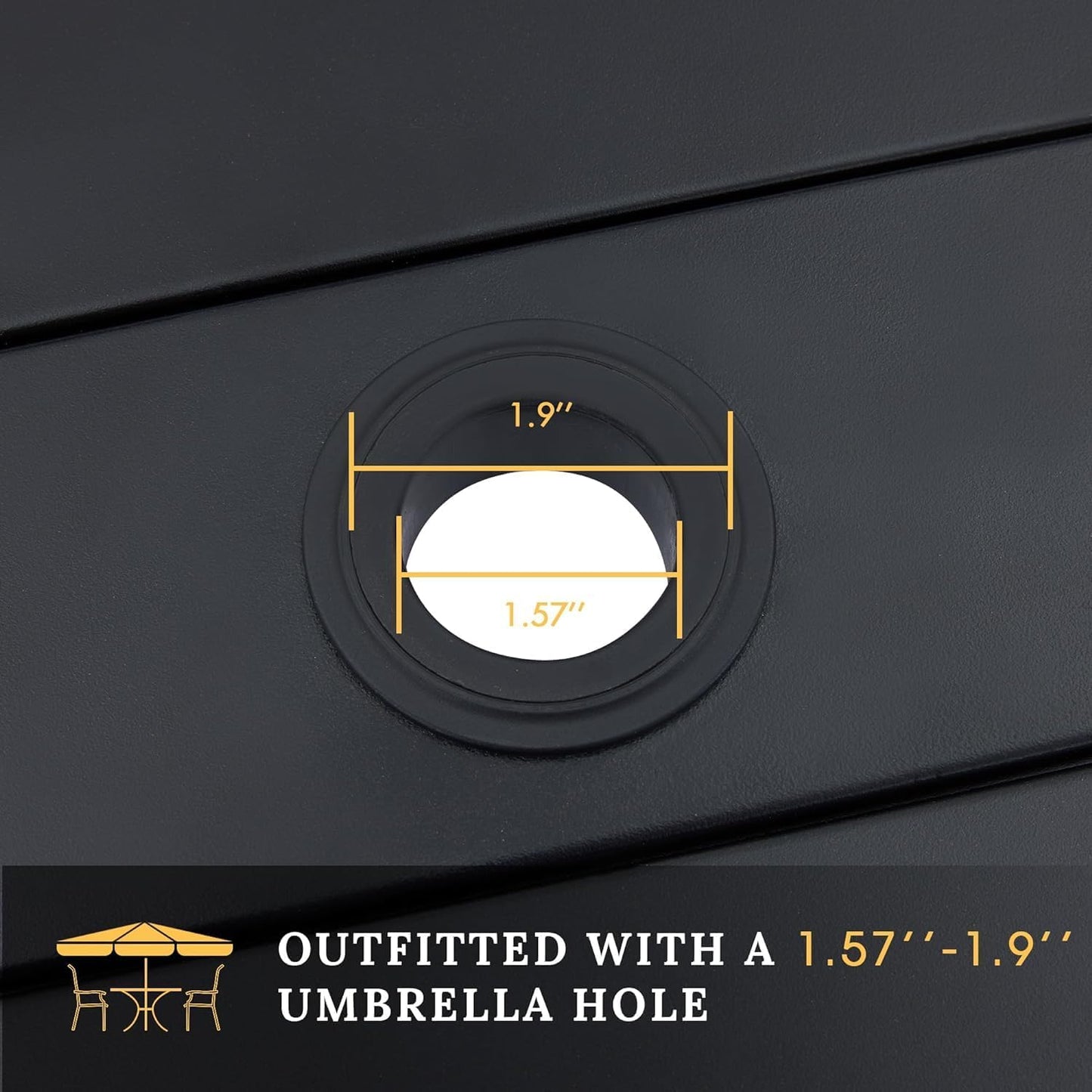 VICLLAX 5 Pieces Patio Dining Set, Outdoor Furniture Set Includes 41.2" Round Patio Table and 4 Patio Sling Chairs, Black Tabletop and Dark Grey Fabric